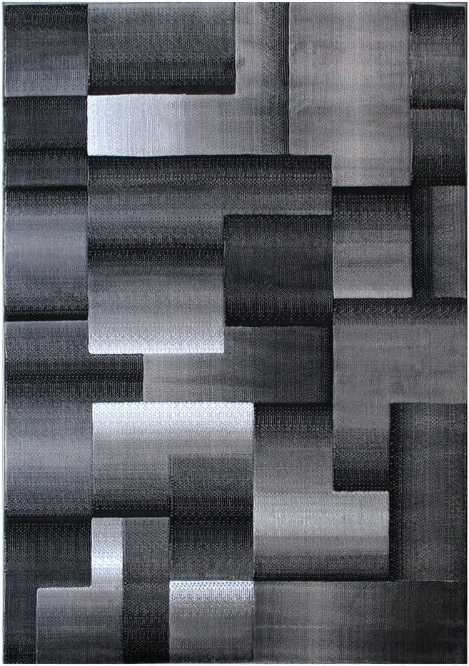 Masada Rugs Trendz Collection 5'x7' Modern Contemporary Area Rug in Black, White and Gray-Design Trz861