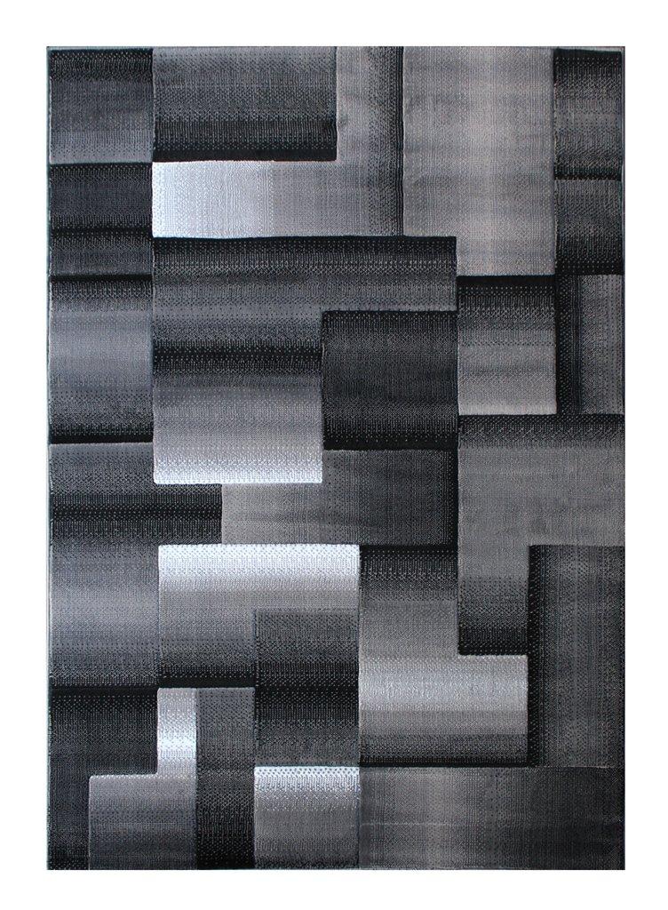 Masada Rugs Trendz Collection 5'x7' Modern Contemporary Area Rug in Black, White and Gray-Design Trz861