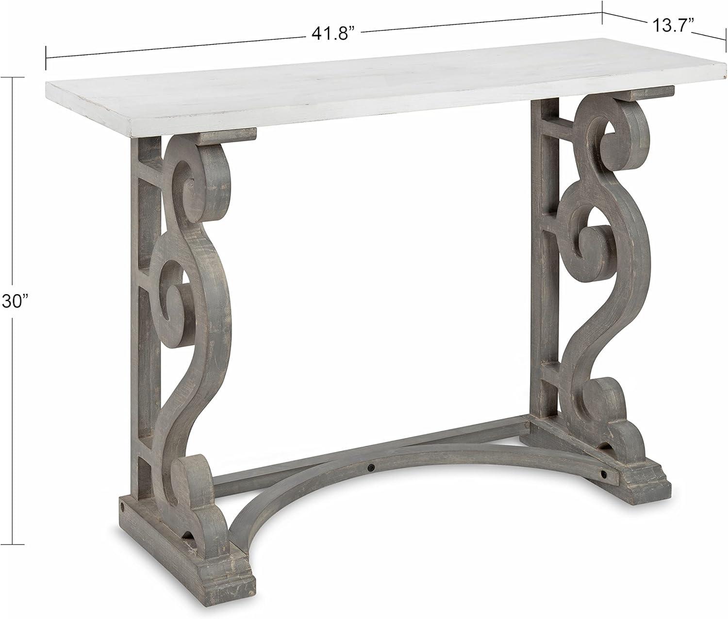 Kate and Laurel Wyldwood Solid Wood Farmhouse Console Table, Distressed White and Rustic Gray