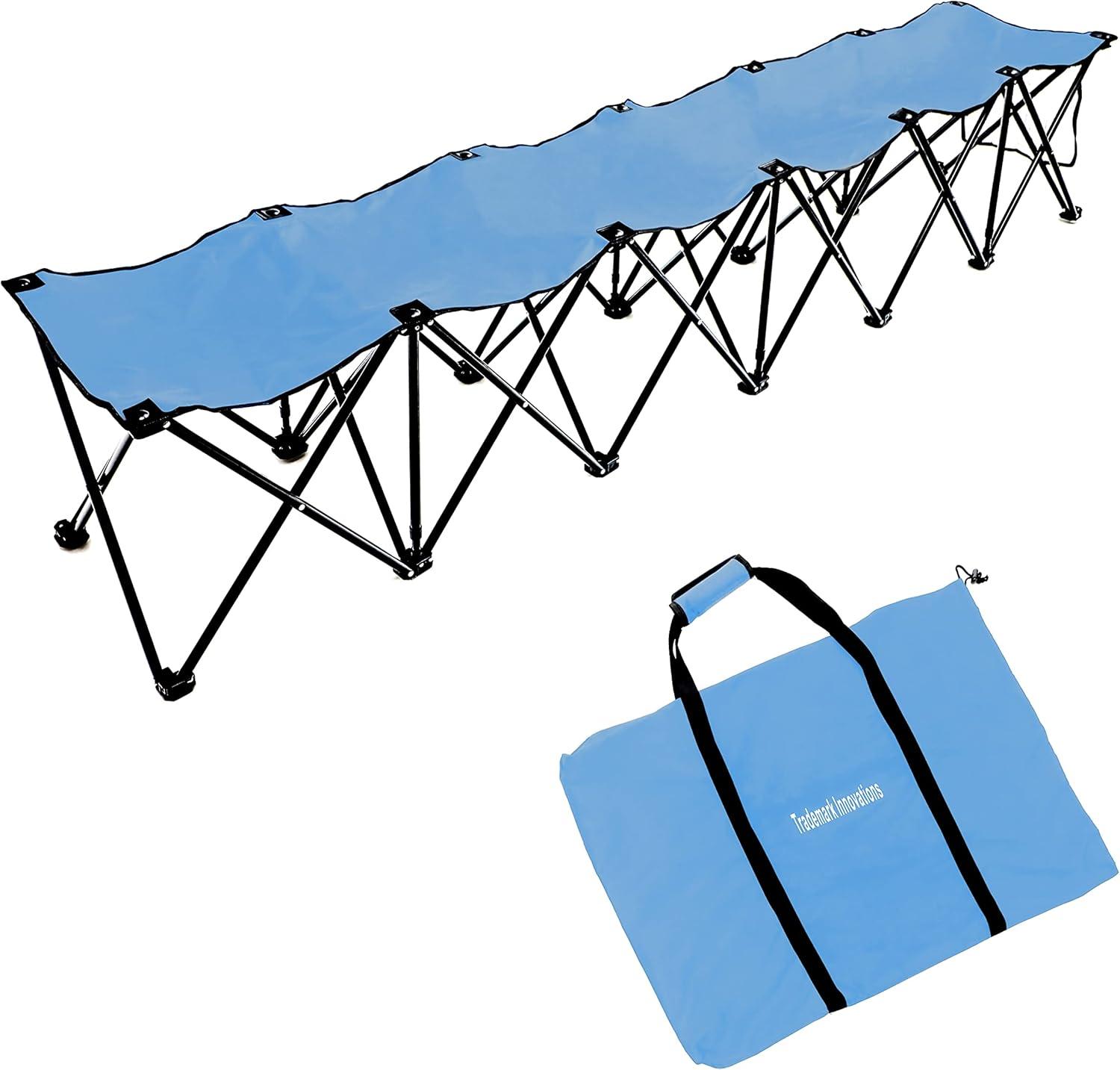 Portable 6-Seater Folding Team Sports Sideline Bench (Light Blue)