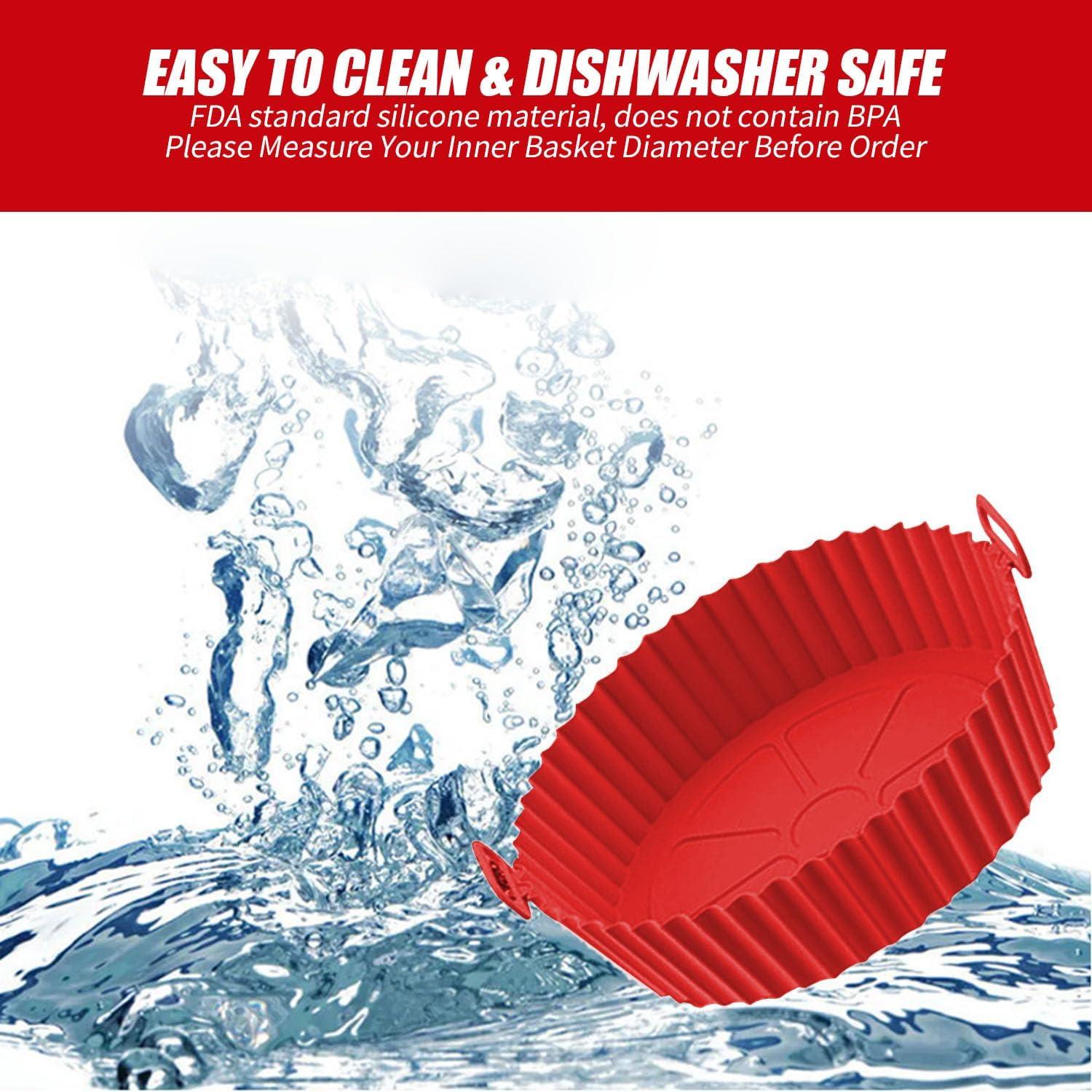 RUseeN Air Fryer Silicone Liners Pot 2 Pack, Reusable Silicone Bowl Basket Fit for 3 to 5QT Air Fryer, Replacement of Flammable Parchment Paper, Baking Tray Oven Accessories (Top 8in, Bottom 6.8in)