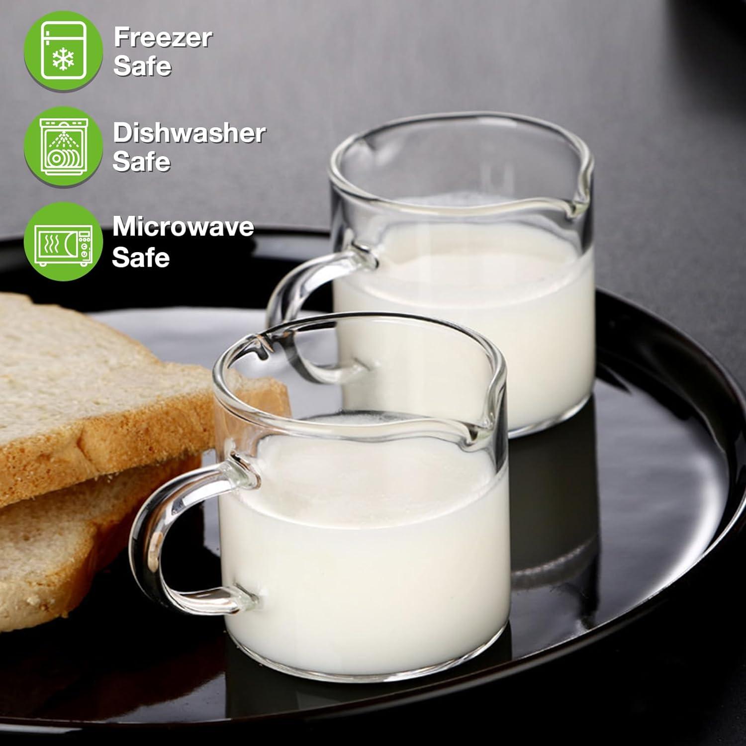 Espresso Cups Set of 2, 4 oz Double Spouts Cup, Espresso Shot Glasses with Handle, V-Shaped Spout Milk Cup, Borosilicate Glass, Mini Clear Glasses for Coffee Bar, Machine Accessories