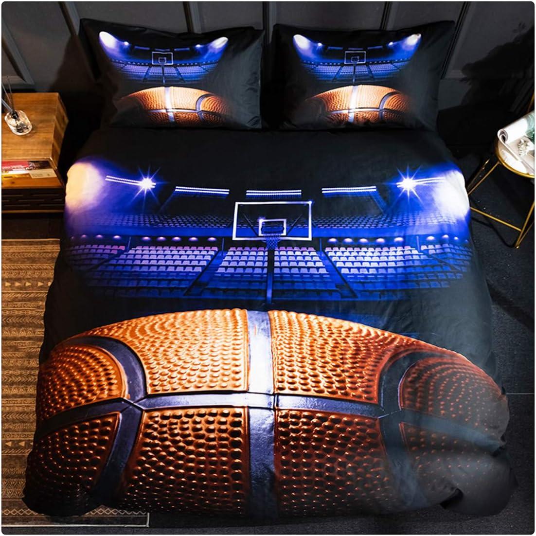 Basketball Bedding Set Basketball Comforter Set Sports Kids Bedding Set Bed in a Bag for Boys Girls 1 Duvet Cover 2 Pillowcases, NO Comforter