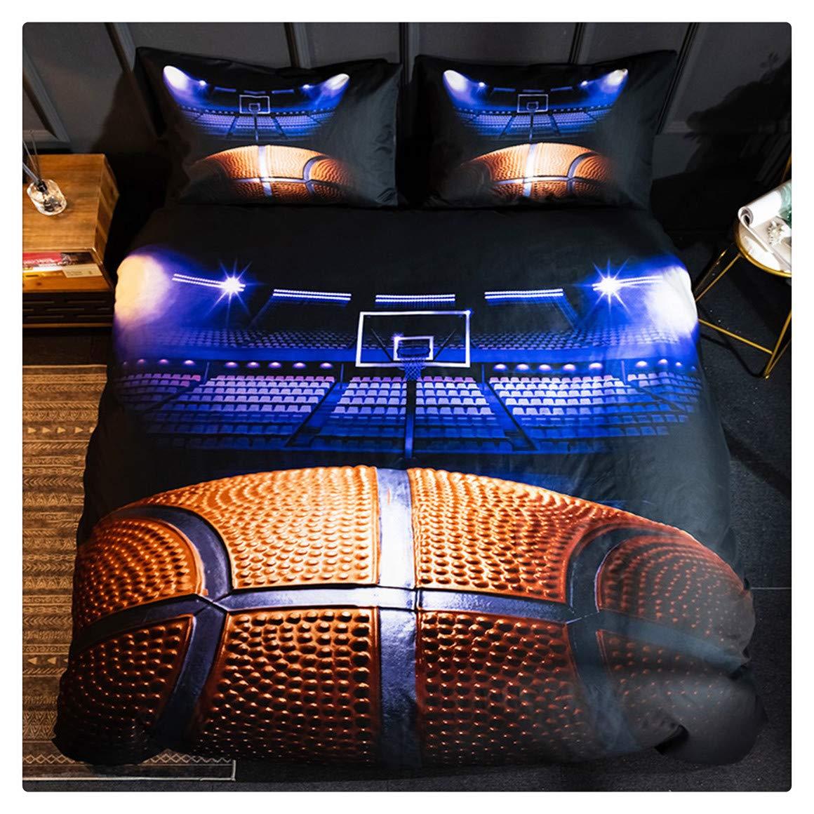 Basketball Bedding Set Basketball Comforter Set Sports Kids Bedding Set Bed in a Bag for Boys Girls 1 Duvet Cover 2 Pillowcases, NO Comforter