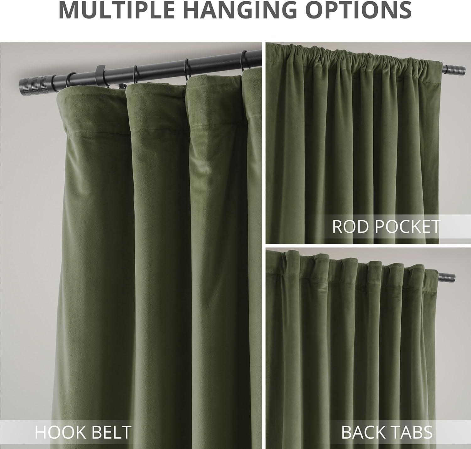 Half Price Drapes Signature Hunter Green Velvet Blackout Curtains For Bedrooms (1 Panel), 50WX 84L