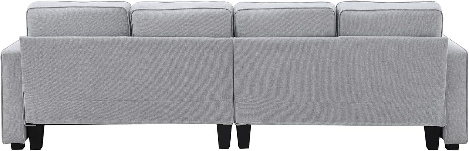 Light Grey Linen 4-Seater Sofa with Armrest Pockets