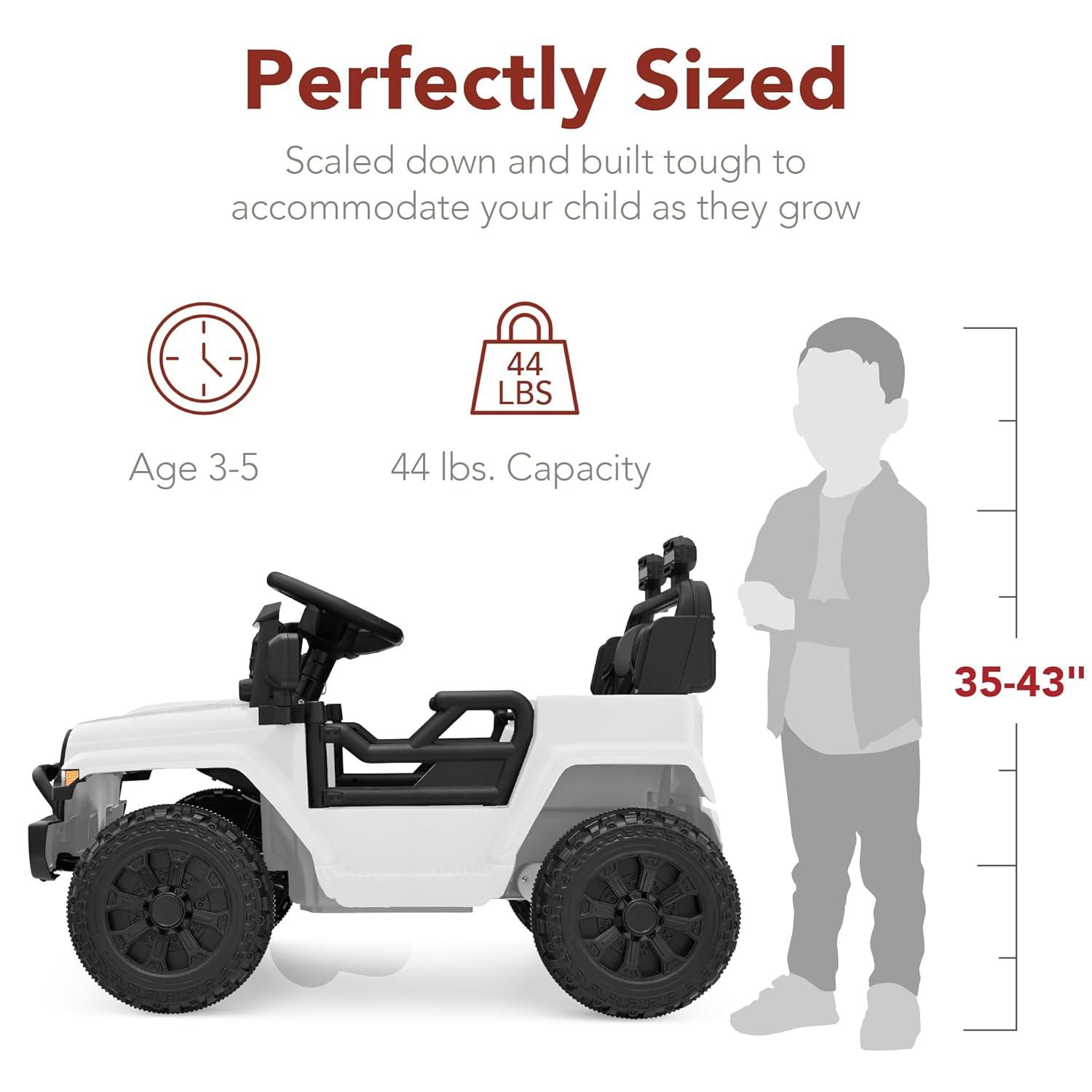 Best Choice Products 6V Kids Ride-On Truck Car w/ Parent Remote Control, 4-Wheel Suspension, LED Lights - White