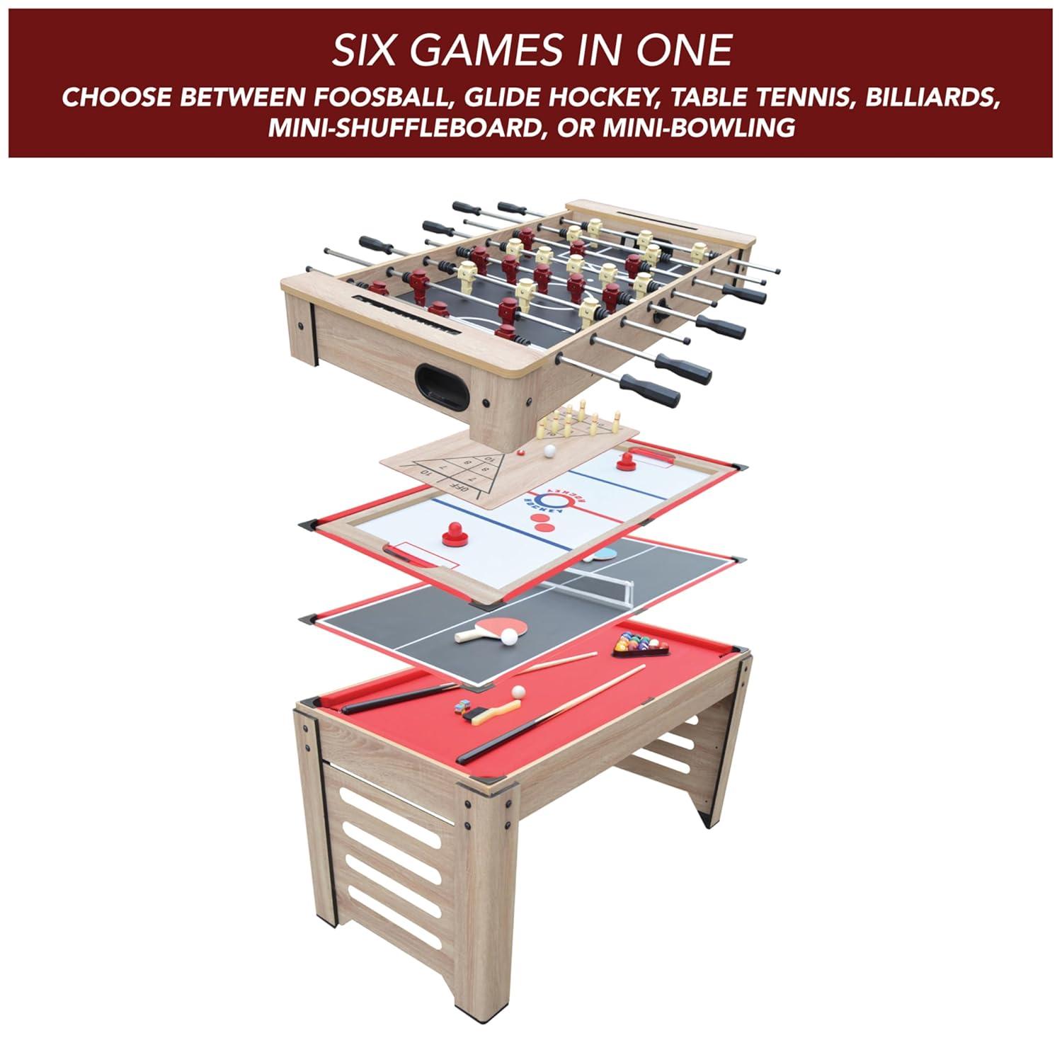 Hathaway Games Madison Multi Game Table with Foosball, Glide Hockey, Table Tennis, Billiards, Shuffleboard and Bowling