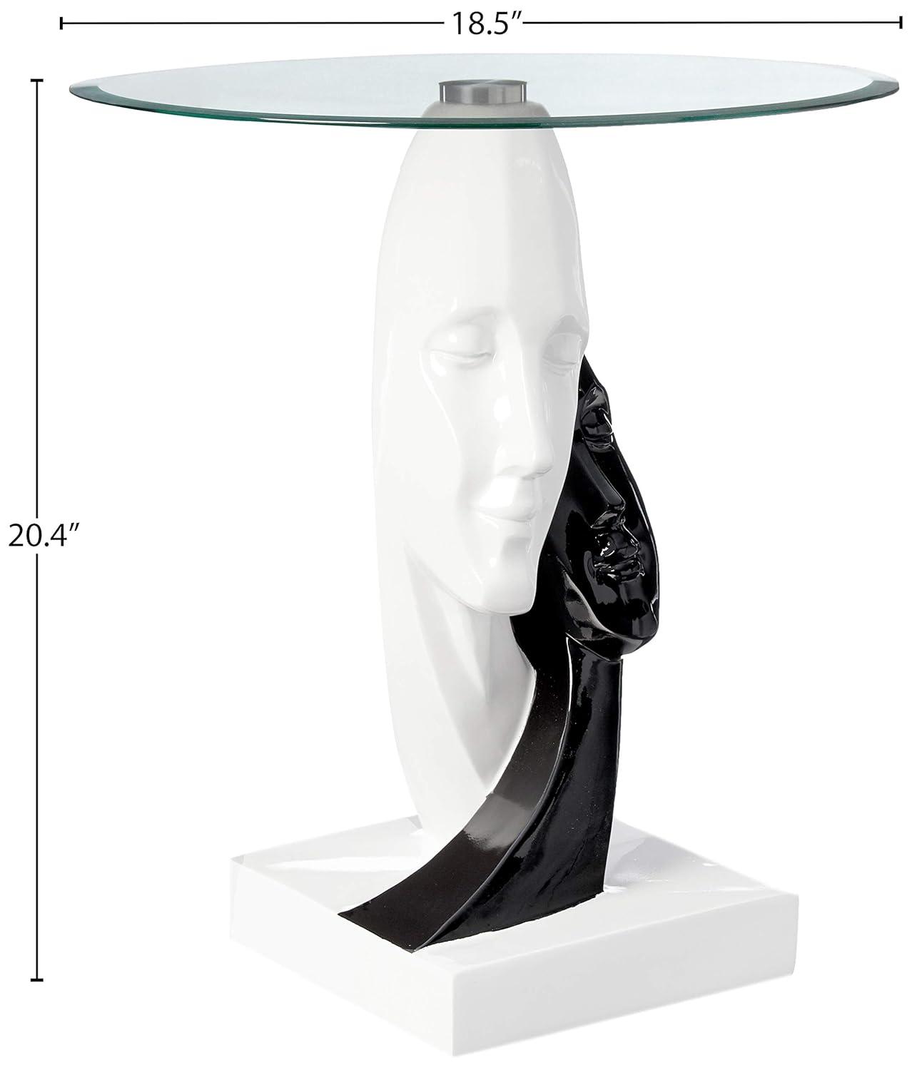 Design Toscano Lovers in Black and White Glass End Table