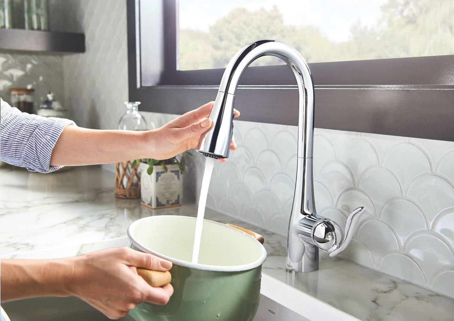 Moen Arbor One Handle Pulldown Kitchen Faucet Featuring Power Boost and Reflex