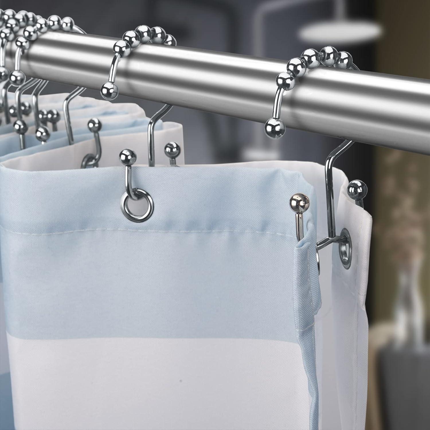 Chrome Double Glide Rust-Resistant Shower Curtain Hooks Set