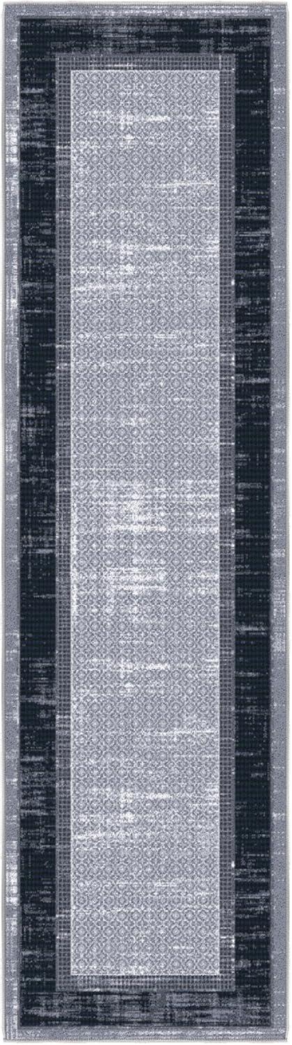 Non-Slip Bordered Area Rug For Living Room, Hallway Runner, Entryway Rug