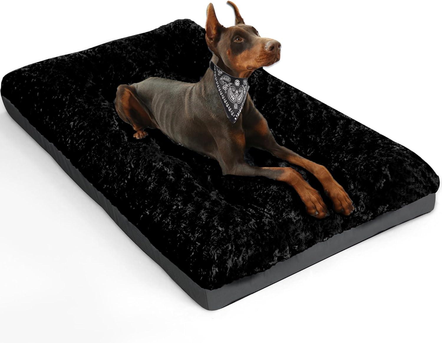 Comfy Fluffy Kennel Pad Anti-Slip for Dogs Up to 90 lbs, 42" x 28", Pink
