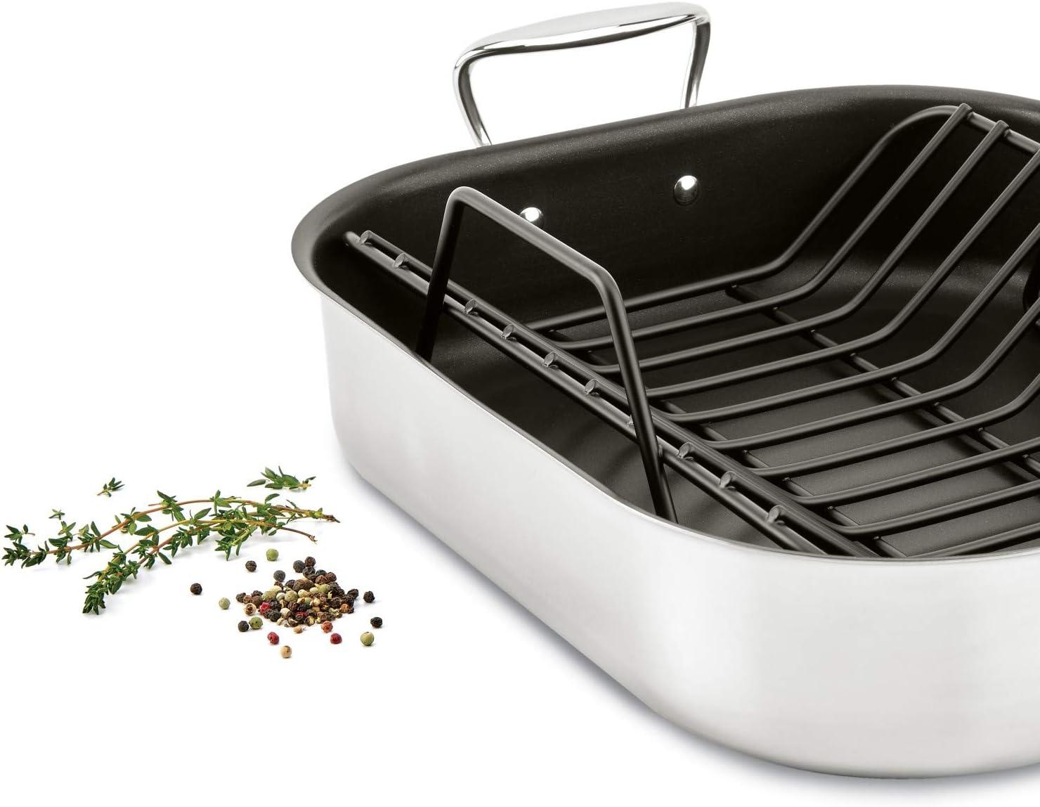 Large Stainless Steel Nonstick Roasting Pan with Rack and Handles