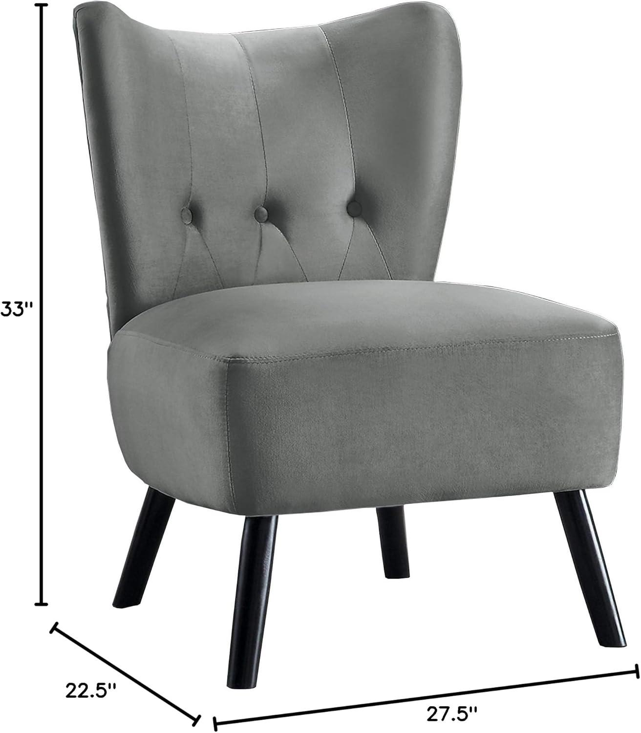 Lexicon Imani Solid Wood and Velvet Upholstered Accent Chair in Gray