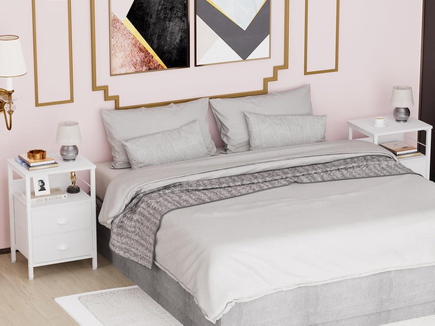 Furologee Nightstands Set of 2, White