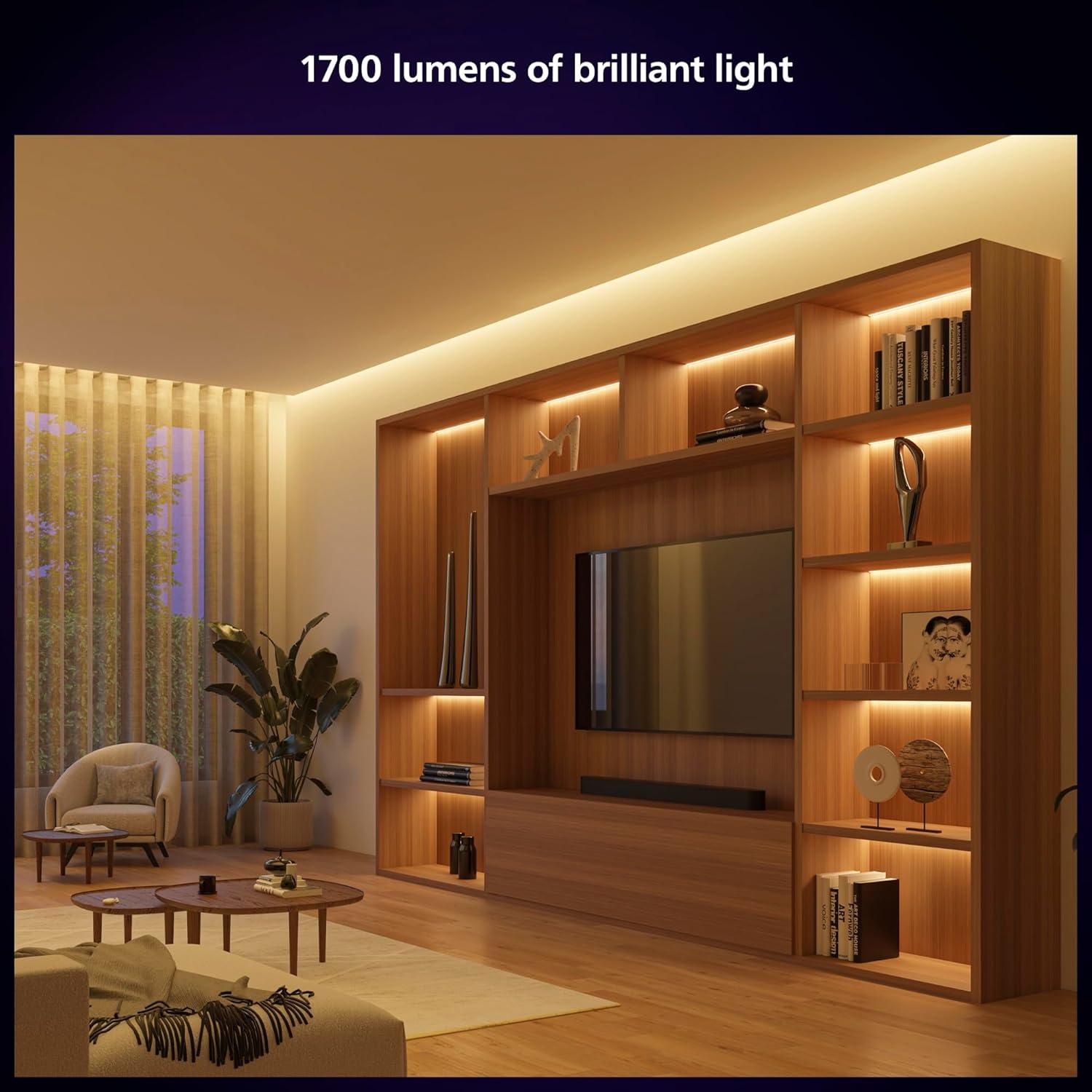 Philips Hue White and Color Ambiance Bluetooth-enabled Lightstrip Extension: LED, Multicolored, Indoor, Plastic, 16M Settings
