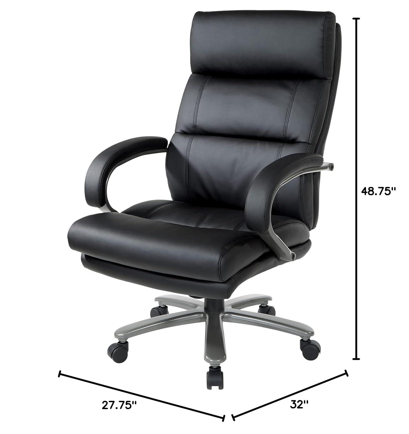 Big and Tall Executive Chair in Black Bonded Leather