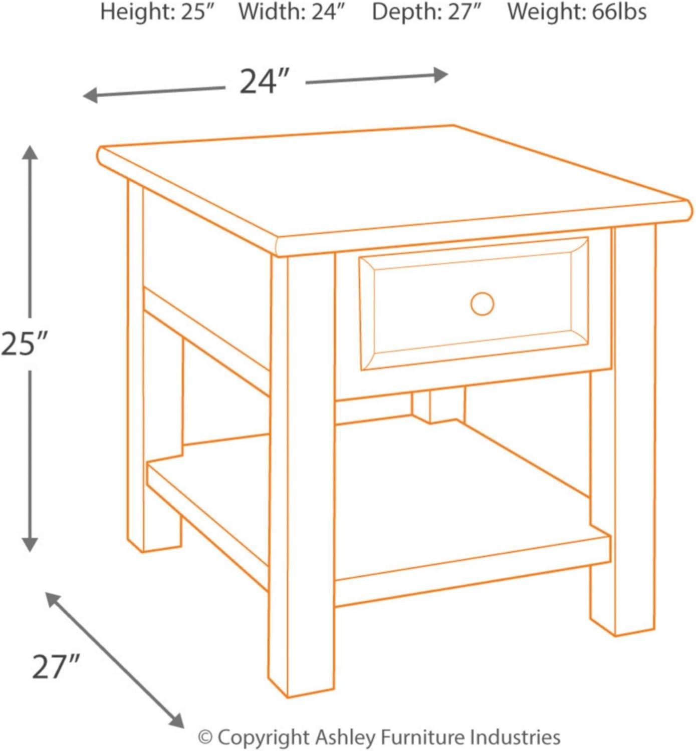 Tyler Creek End Table Grayish Brown/Black - Signature Design by Ashley: Mid-Century Modern, Wood Legs, Storage Shelf