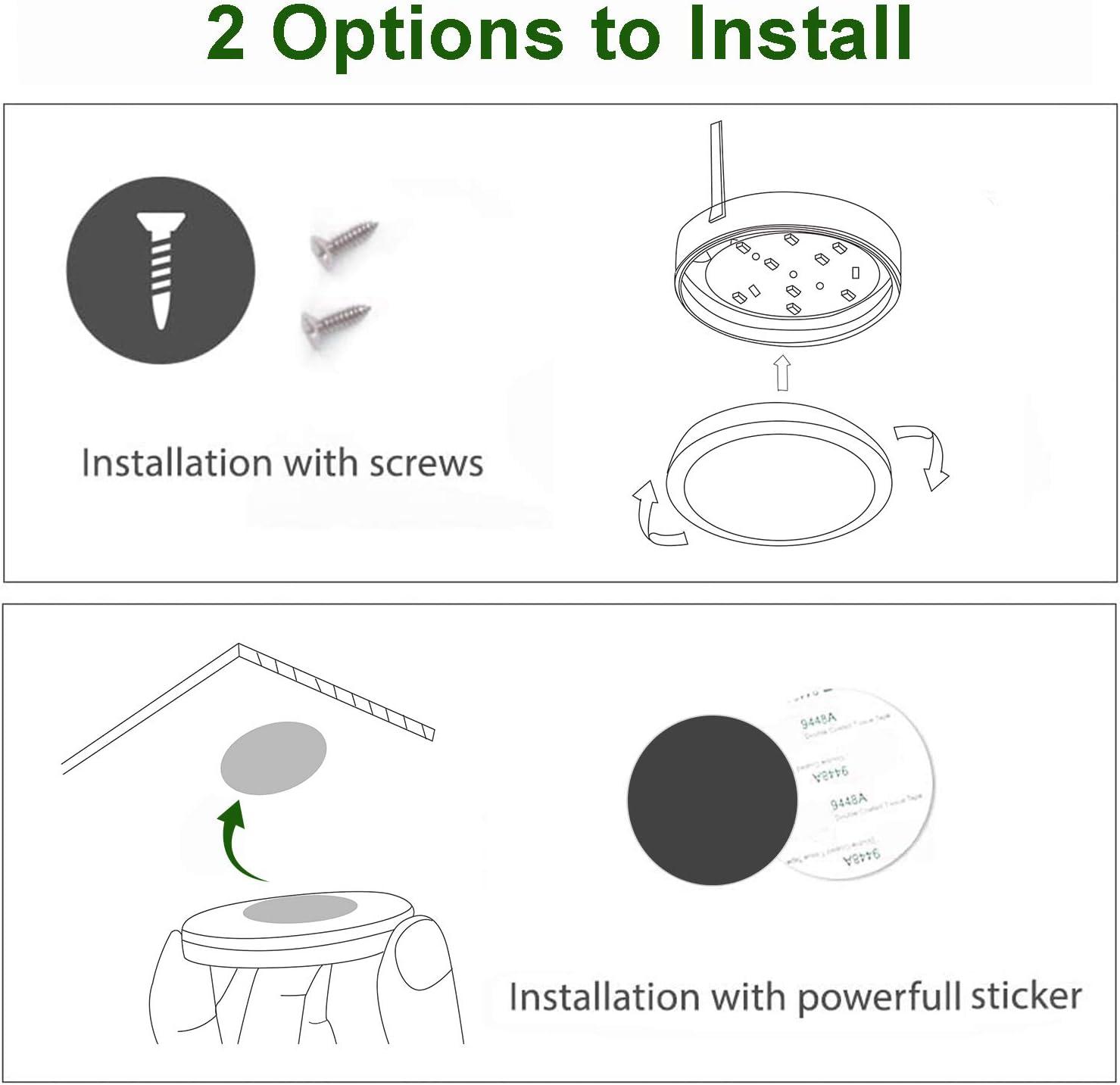 AIBOO LED Under Cabinet Lighting Black Cover Puck Lights Kit with Touch Dimmer Switch (3 Lights,Warm White)