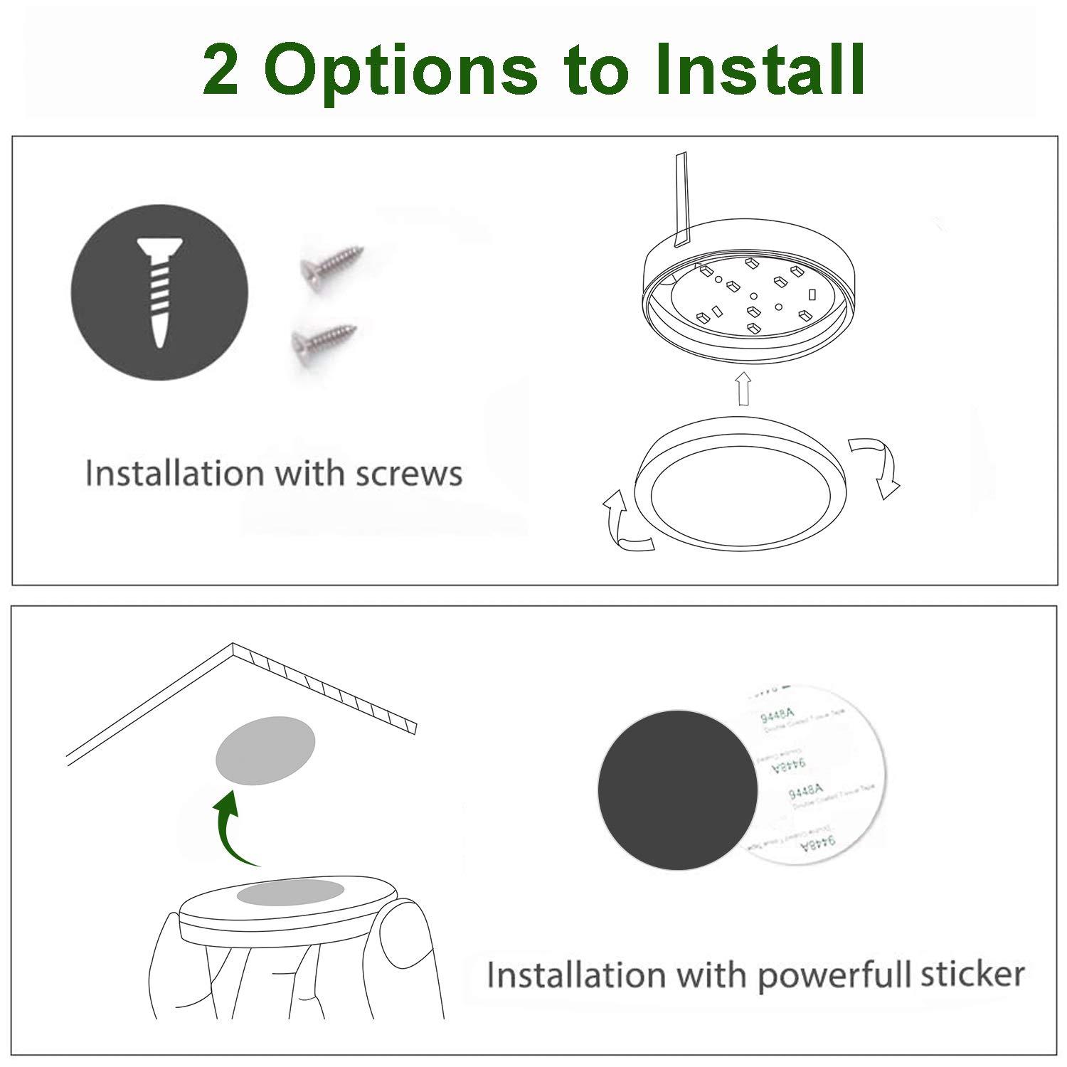 AIBOO LED Under Cabinet Lighting Black Cover Puck Lights Kit with Touch Dimmer Switch (3 Lights,Warm White)