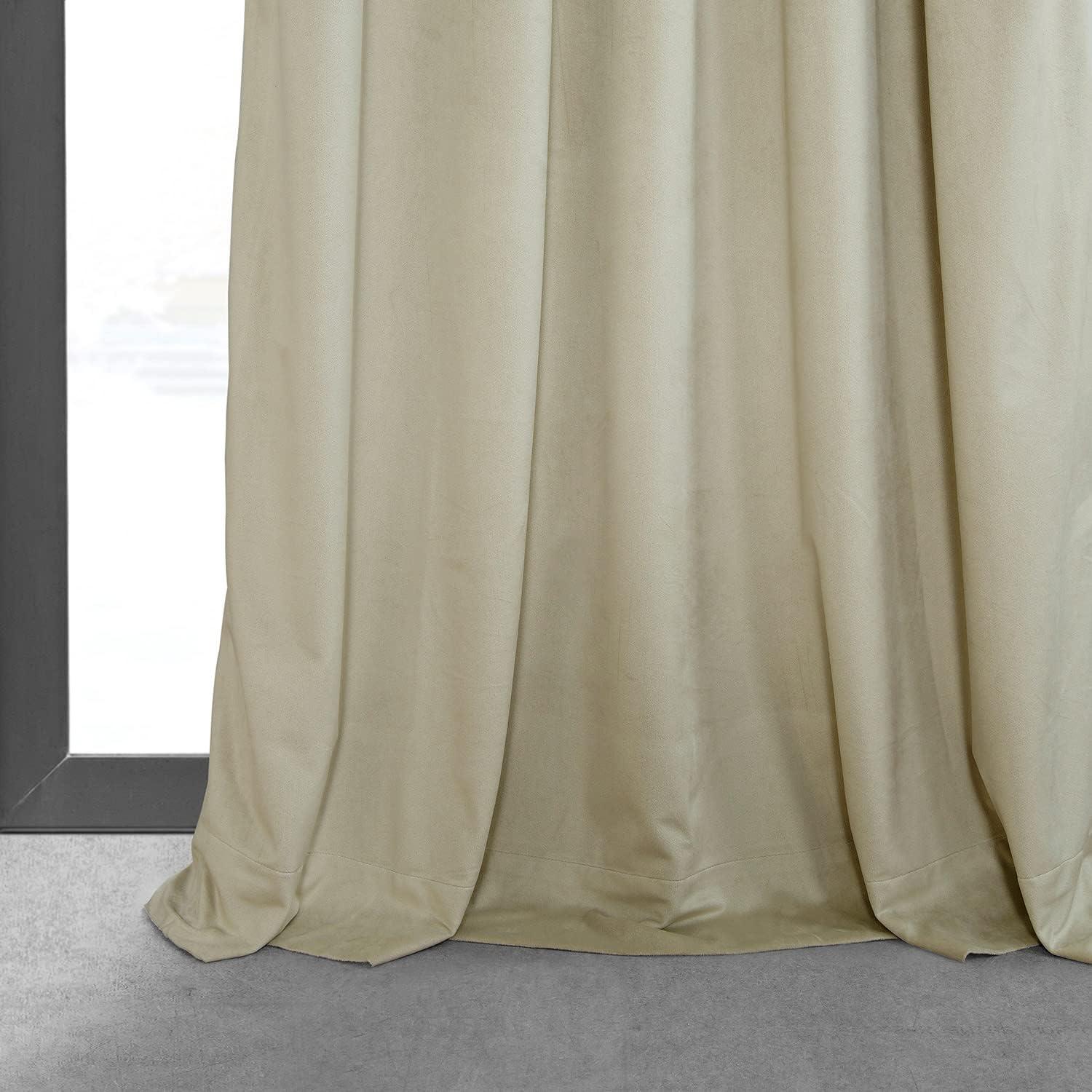 Exclusive Fabrics  Signature Pleated Blackout Velvet Curtain (1 Panel) Cool Beige 25 X 84 84 Inches