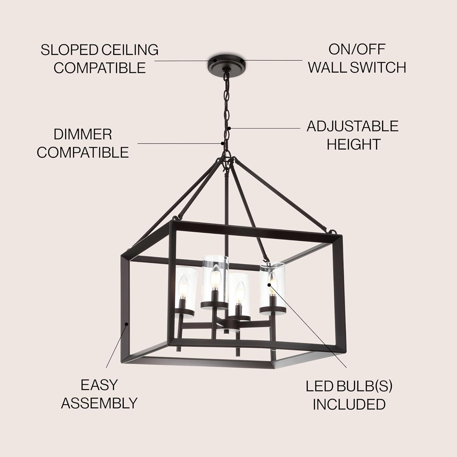 Anna 21" 4-light Metal/Glass LED Pendant, Oil Rubbed Bronze