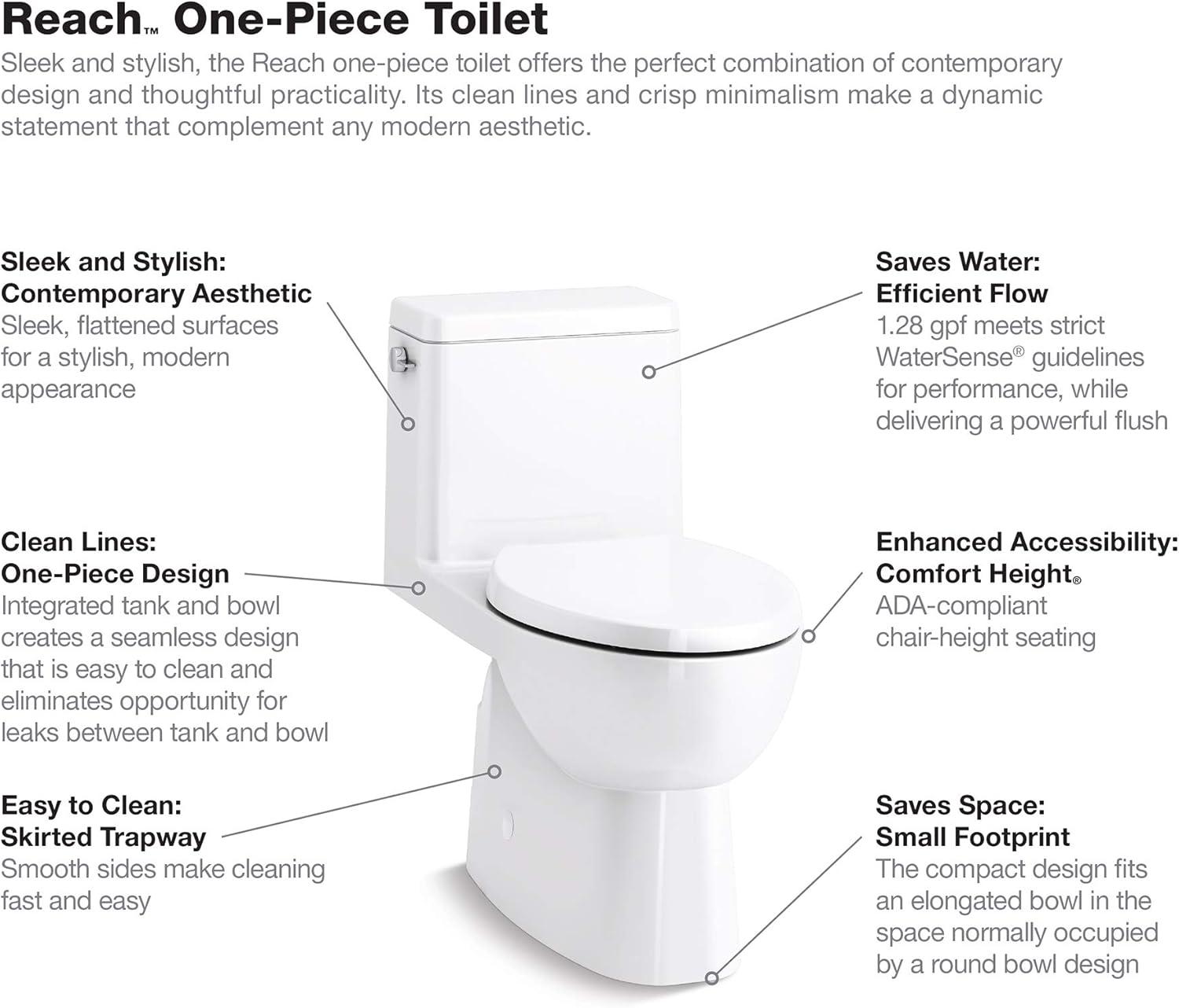 Reach™ 1.28 GPF Water Efficient Elongated Toilet