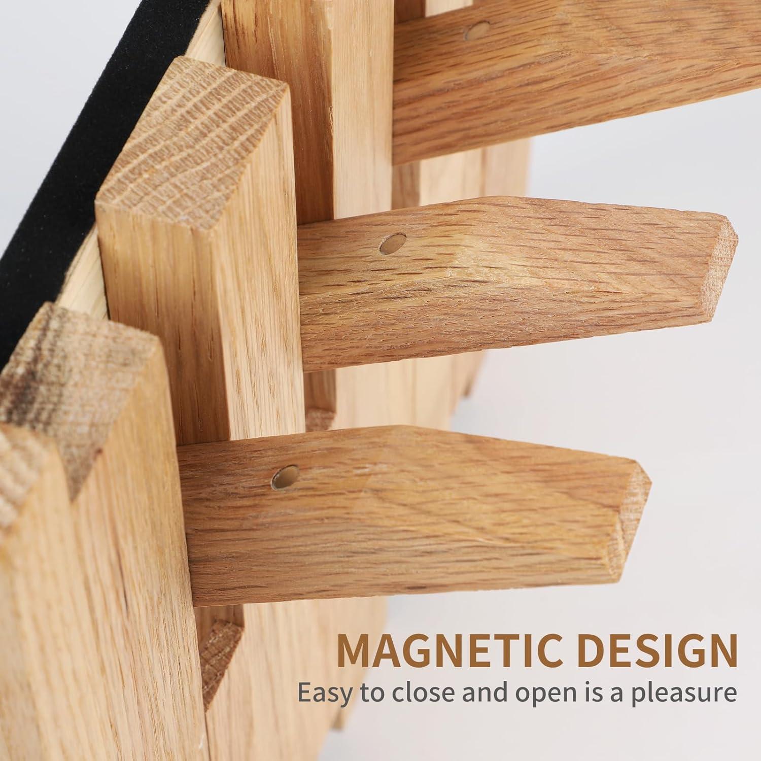 Natural Wood Wall Mounted Piano Coat Rack - 8 Flip Down Hooks, Solid Wood Entryway Wall Art Hook Rack, Space-Saving Wall Mount Design for Coats and Accessories