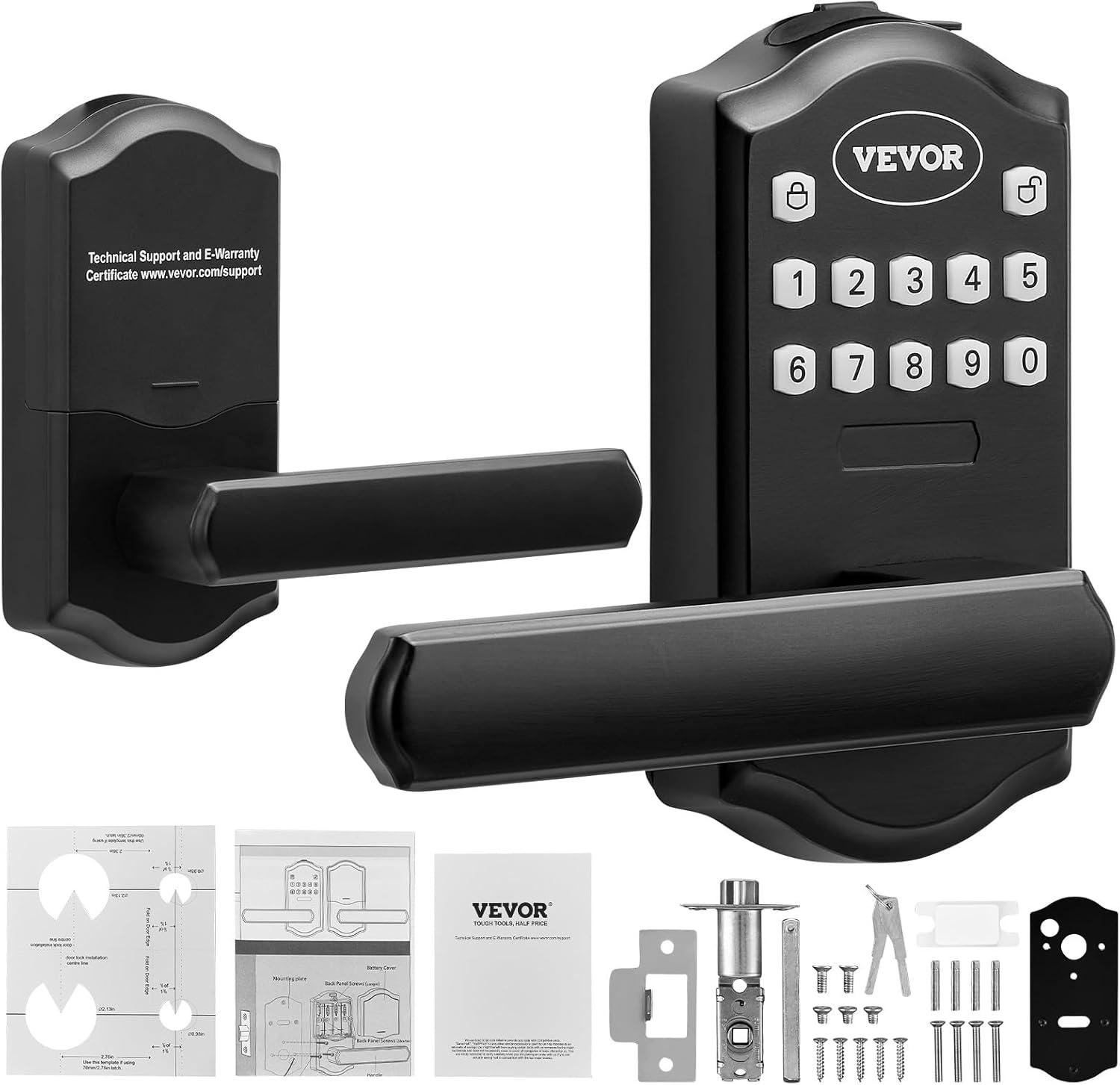 Matte Black Keyless Entry Door Lock with Handle