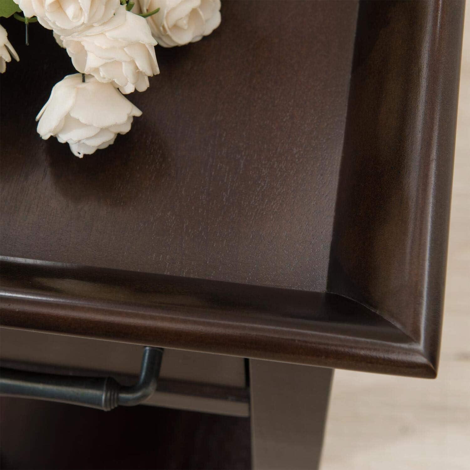 Traditional Chocolate Cherry Solid Wood Side Table with Storage