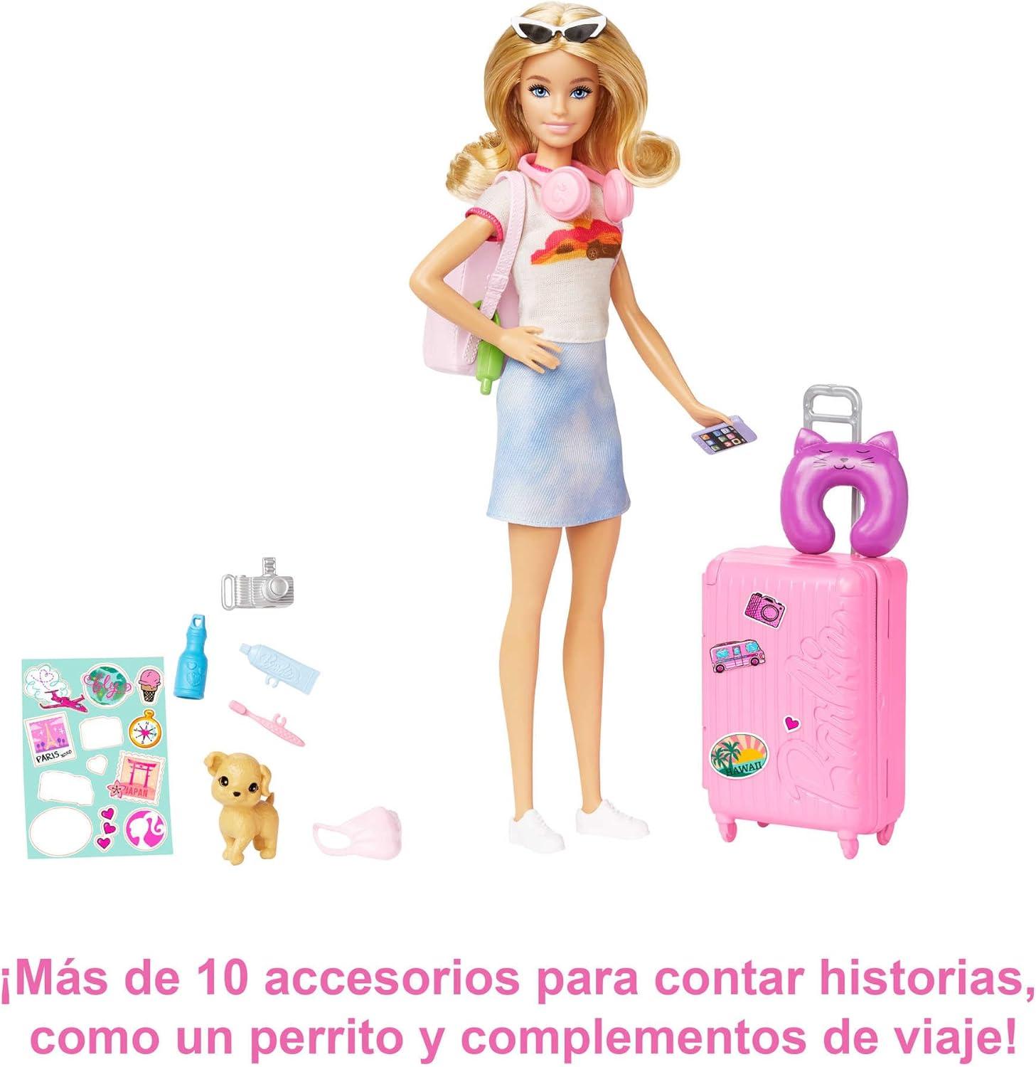 Barbie Doll and Accessories Travel Set with Puppy