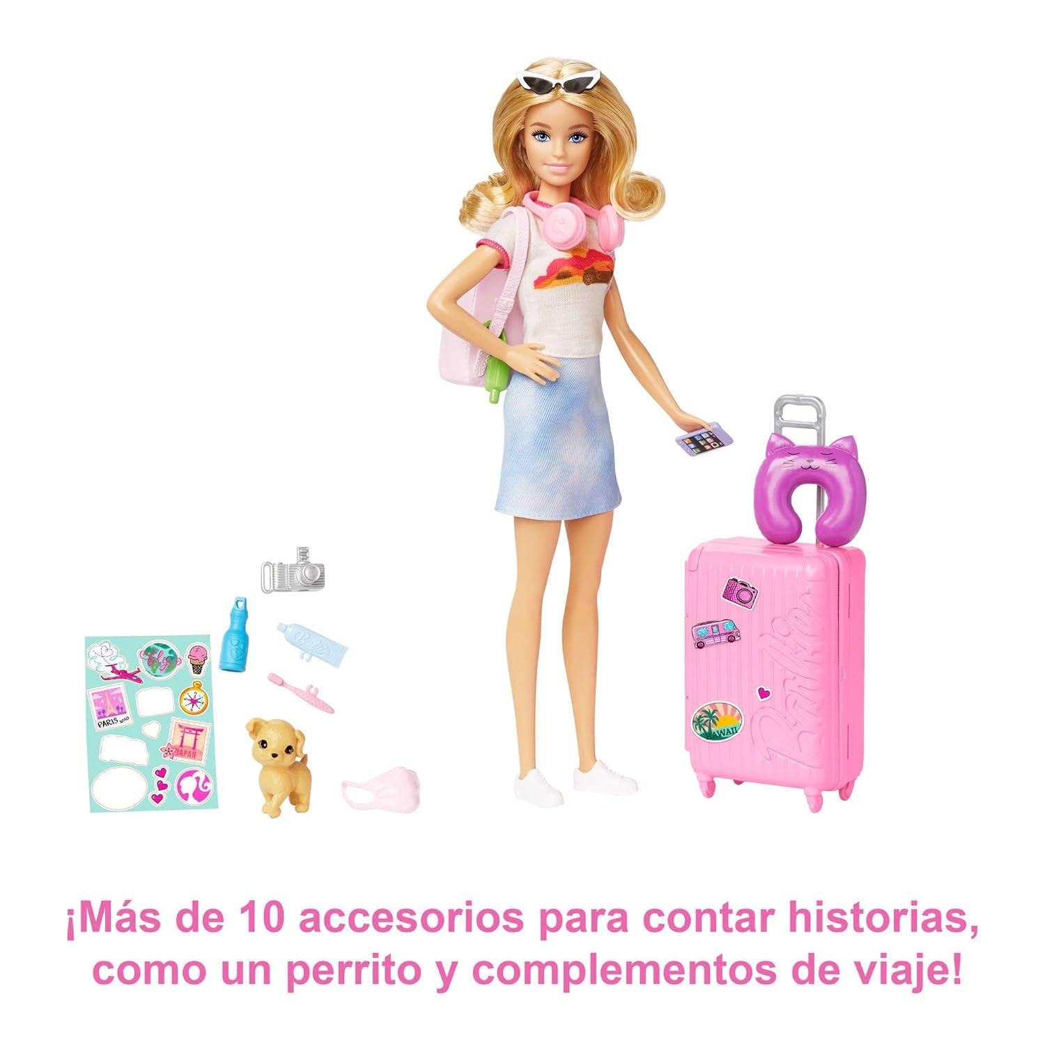 Barbie Doll and Accessories Travel Set with Puppy
