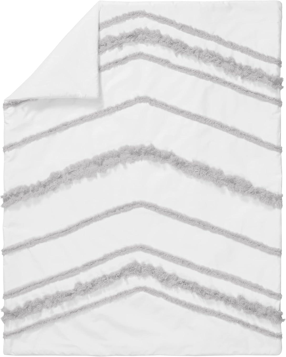 Sweet Jojo Designs Boy Girl Gender Neutral Unisex Baby Crib Bedding Set - Boho Fringe White and Grey Collection 4pc