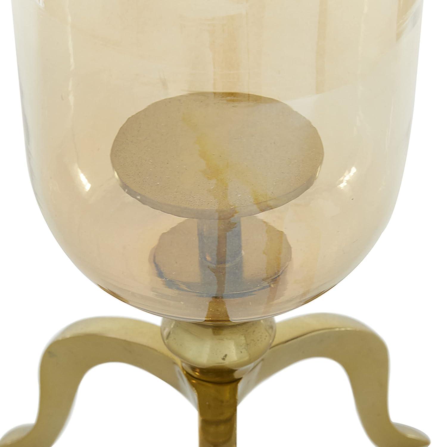 DecMode Gold Aluminum Single Candle Hurricane Lamp