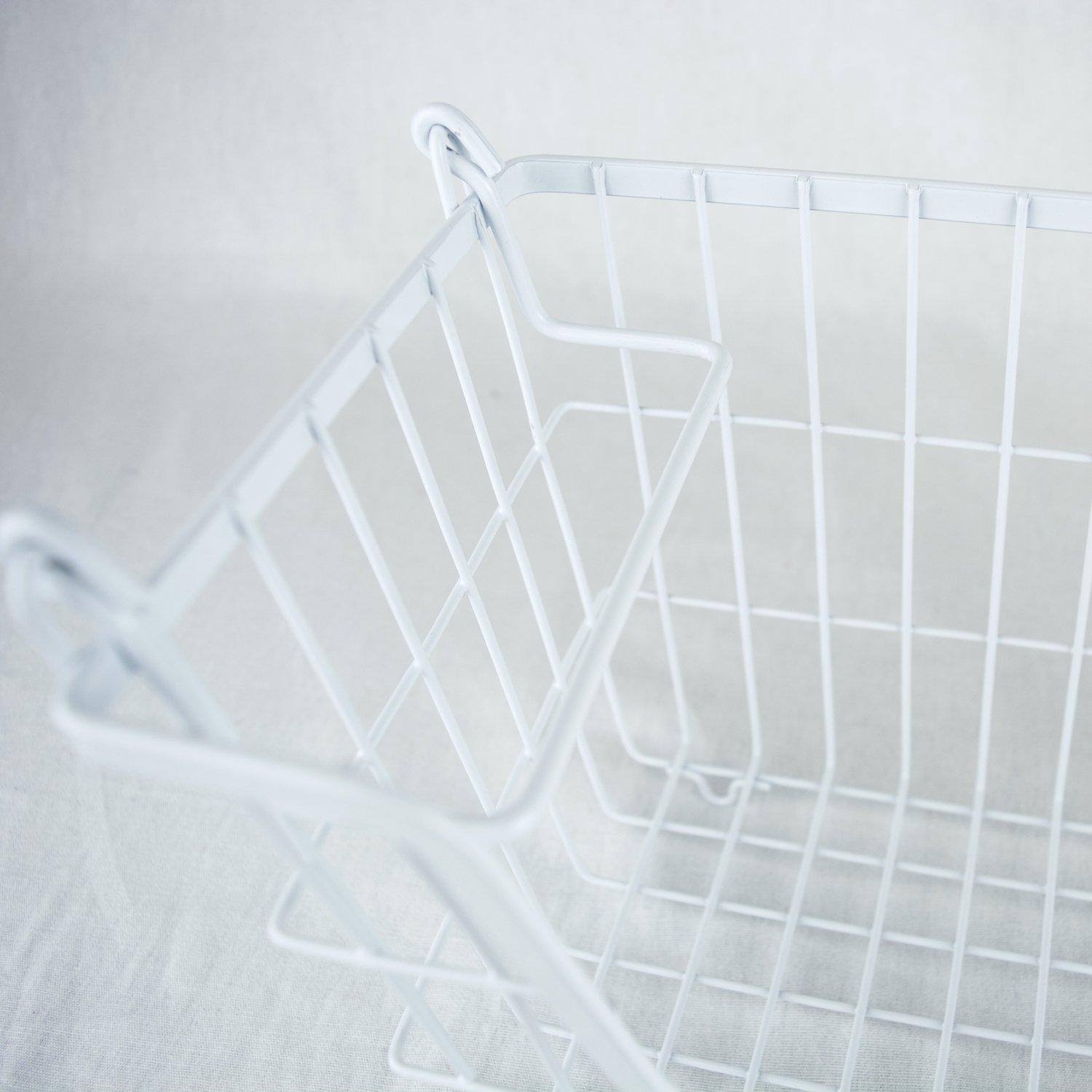 Metal Basket White Rectangle Large 13X10X11