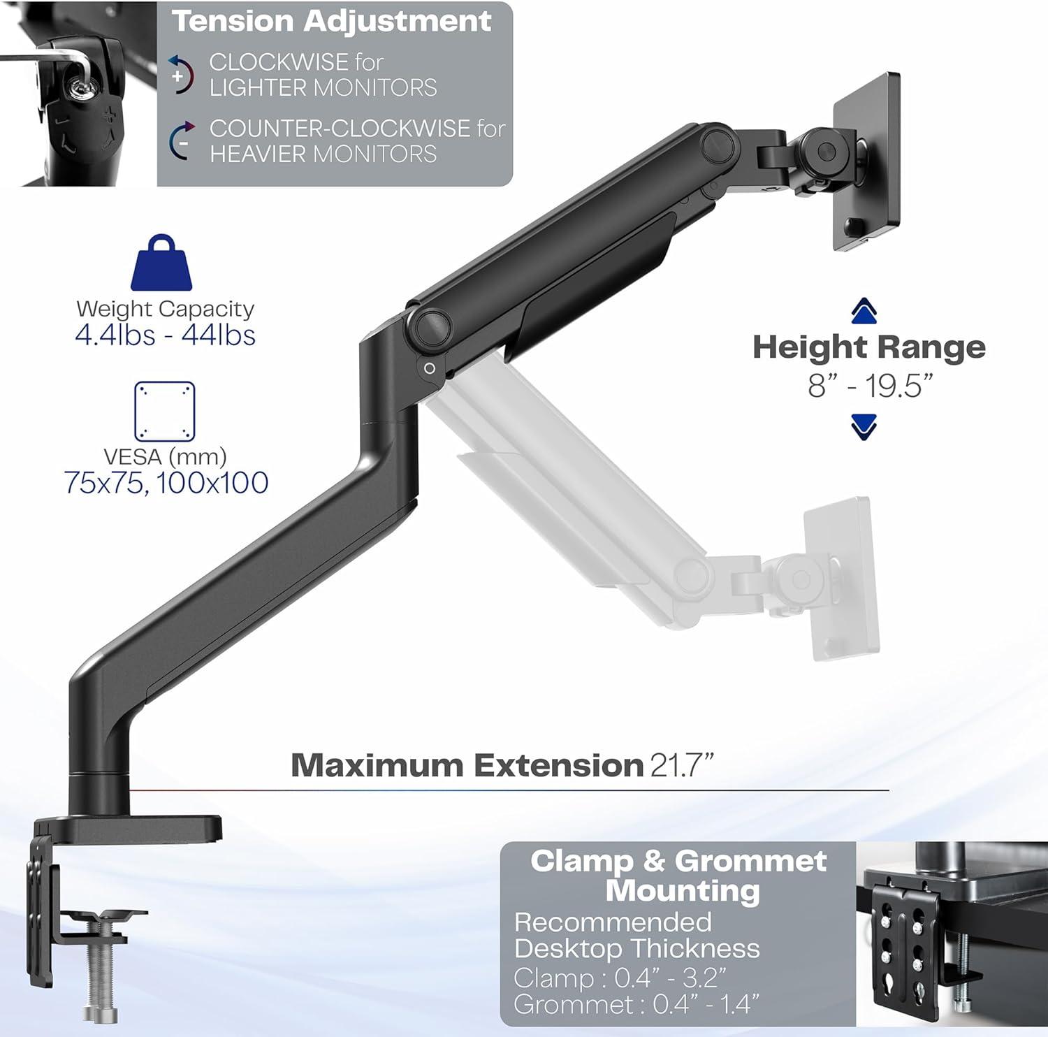 Heavy Duty Black Aluminum Ultrawide Monitor Desk Mount