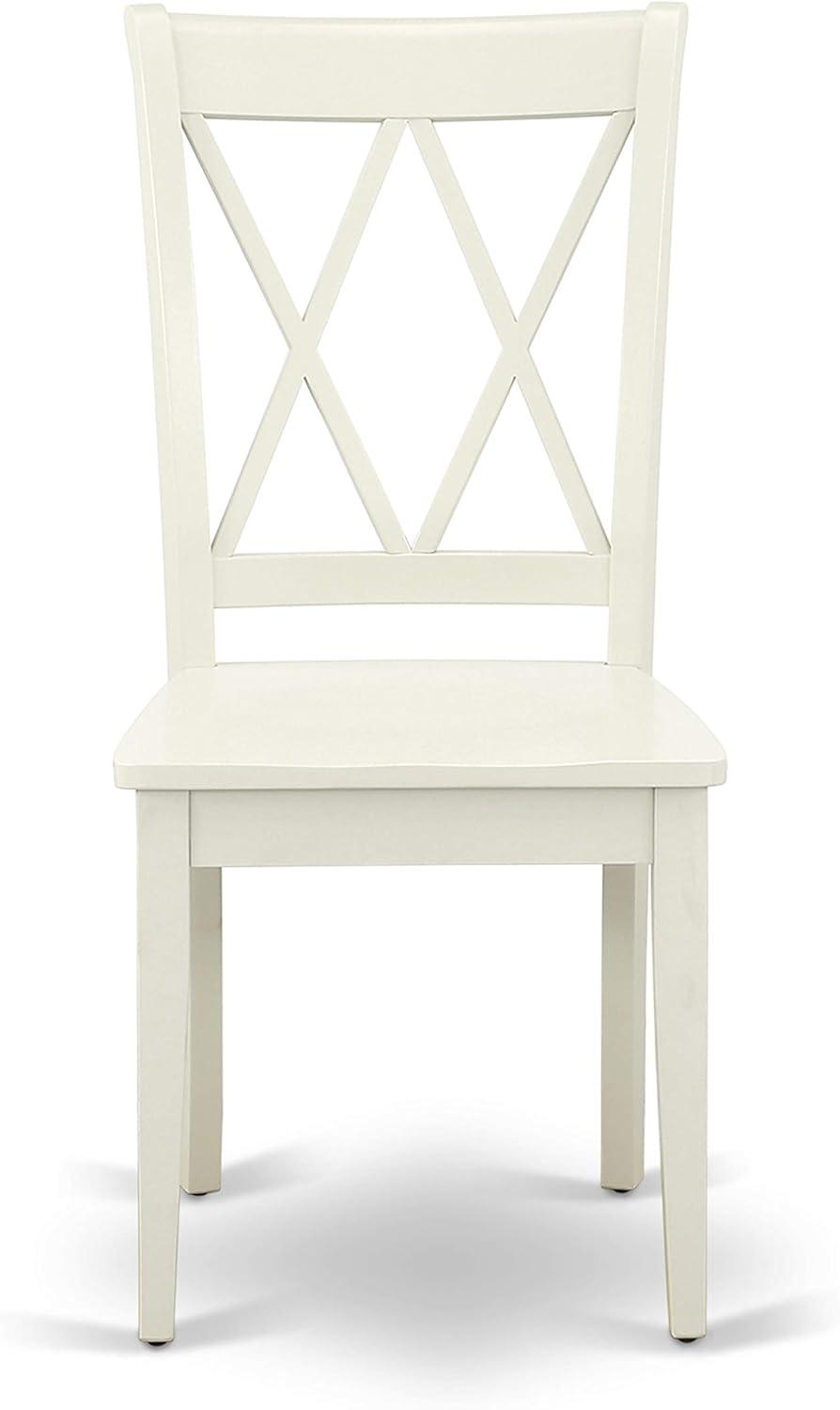 East West Furniture Avon 7-piece Wood Dining Set with X back Chairs in White