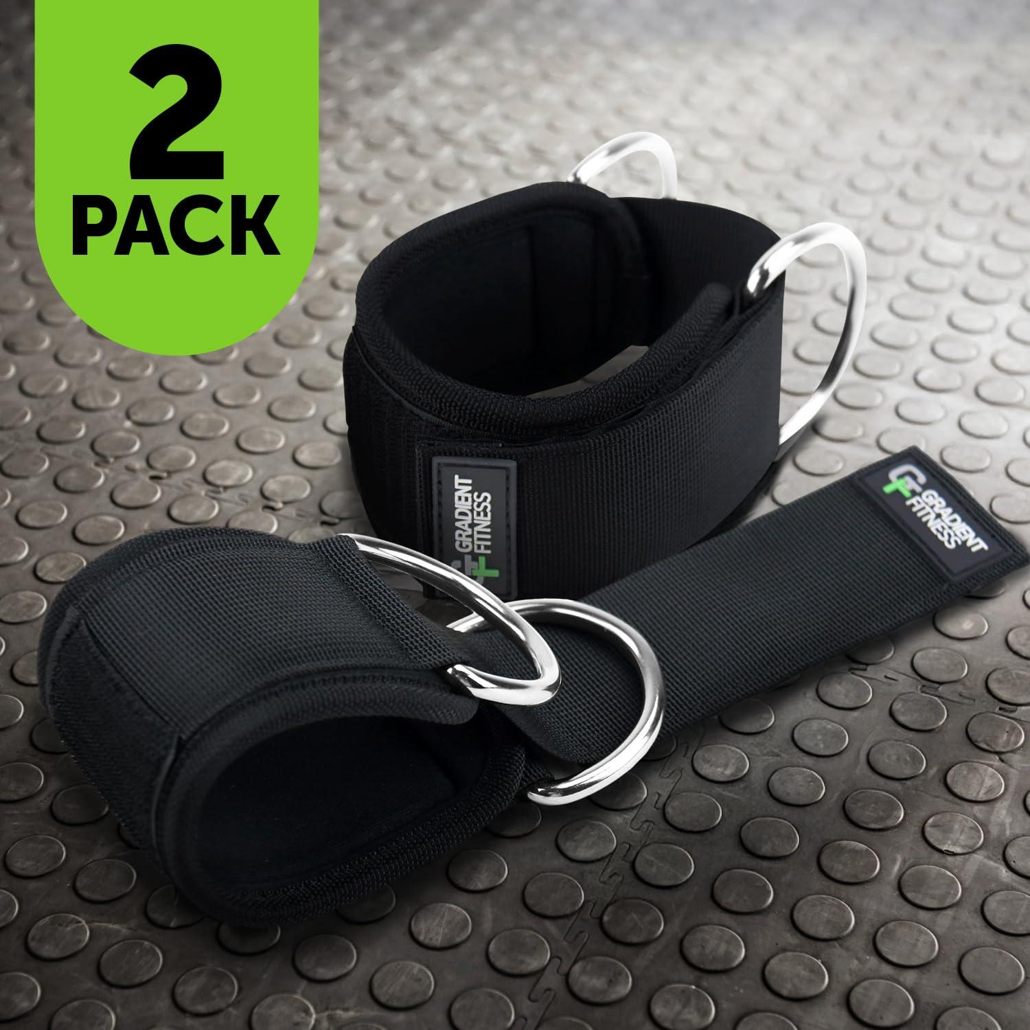 Black Neoprene Padded Ankle Straps with D-Rings