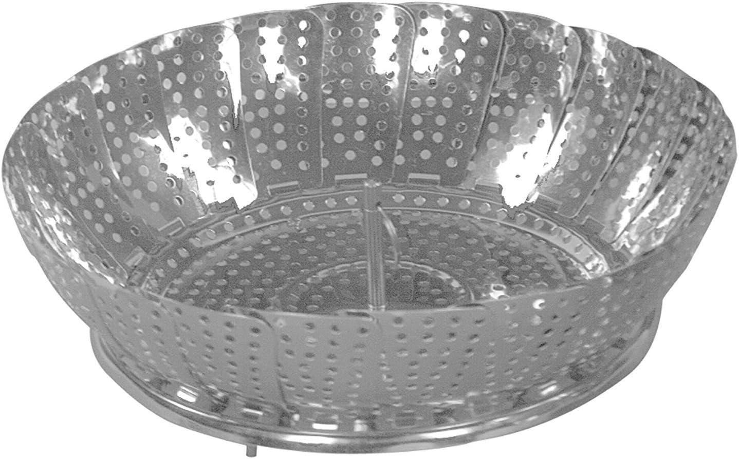 Adjustable Silver Stainless Steel Steamer Basket, 11-Inch