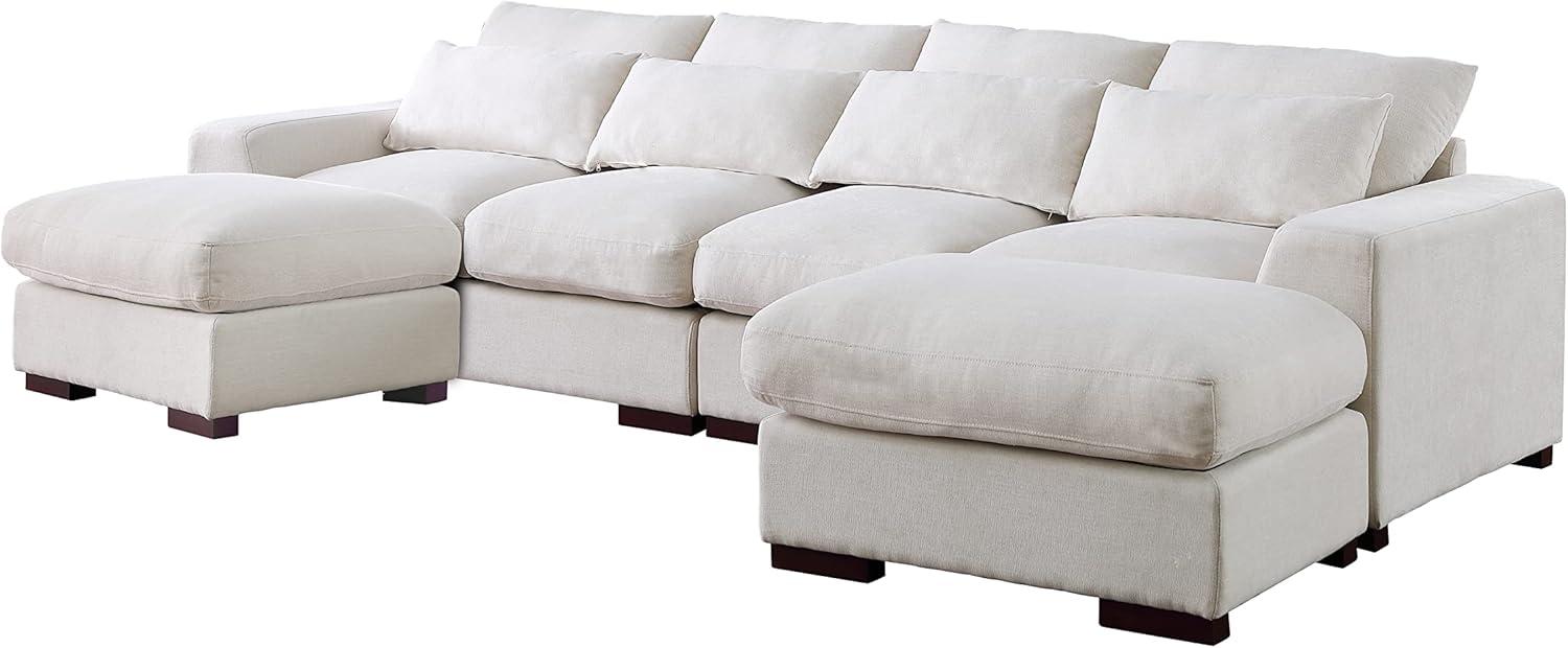 Biaggio Linen Blend Sectional with 2 Ottomans