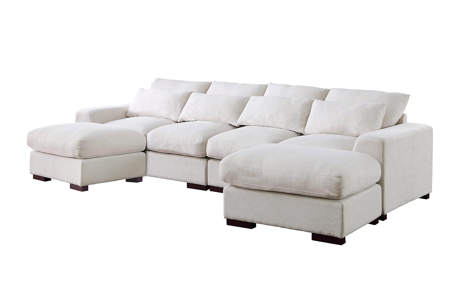 Biaggio Linen Blend Sectional with 2 Ottomans,Sectional Couch