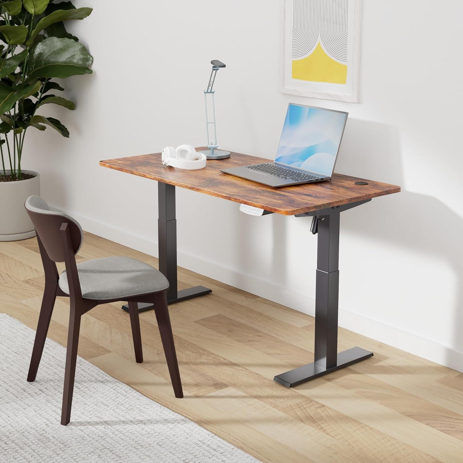 edx Electric Standing Desk, Height Adjustable Desk, 55 x 24 Inches Ergonomic Stand up Desk with Memory Preset and T-Shaped Metal Bracket for Home Office