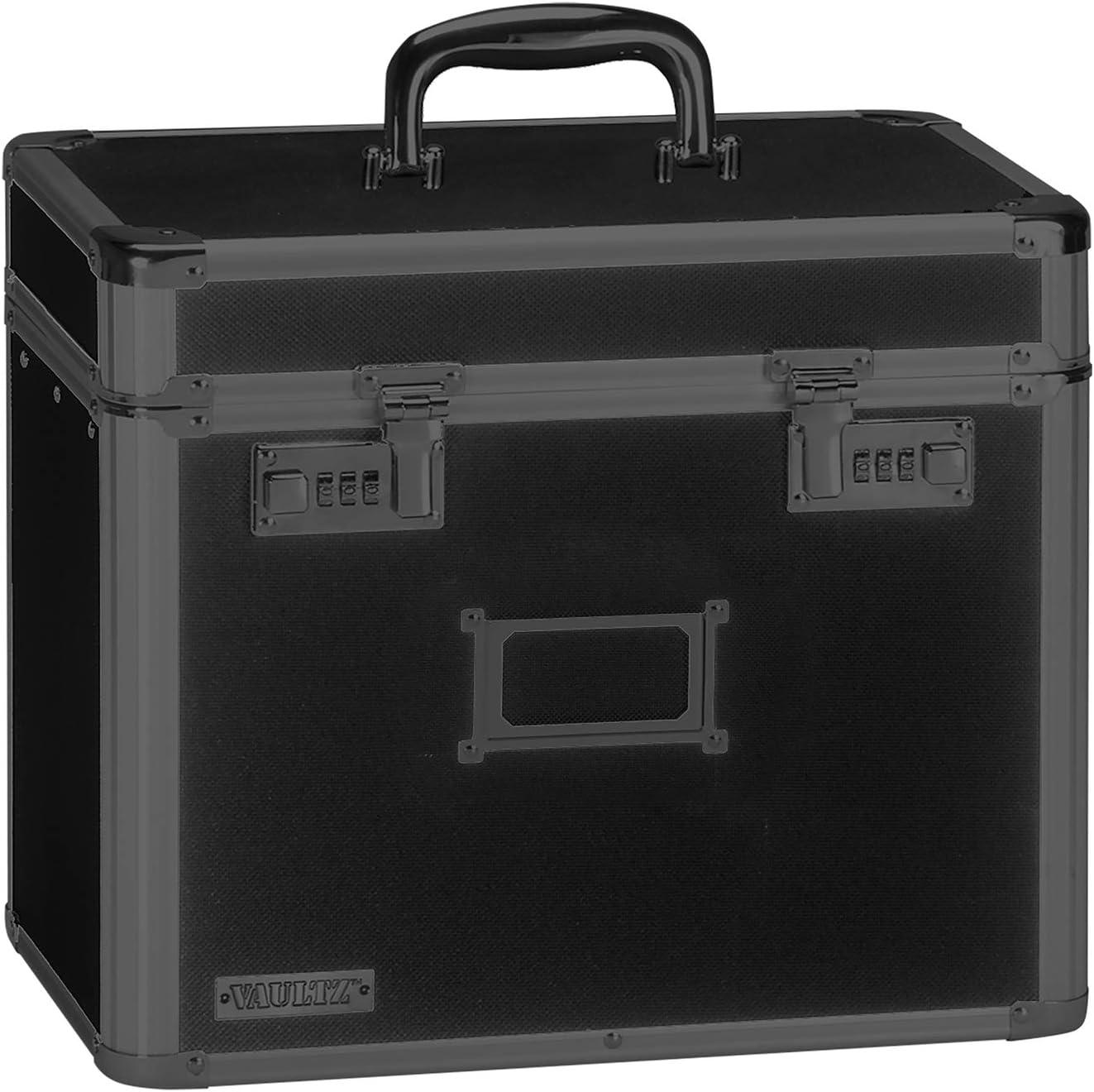 Vaultz Tactical Lockable Letter Size File Tote, Black, 7.25 x 13.75 x 12.5 inches