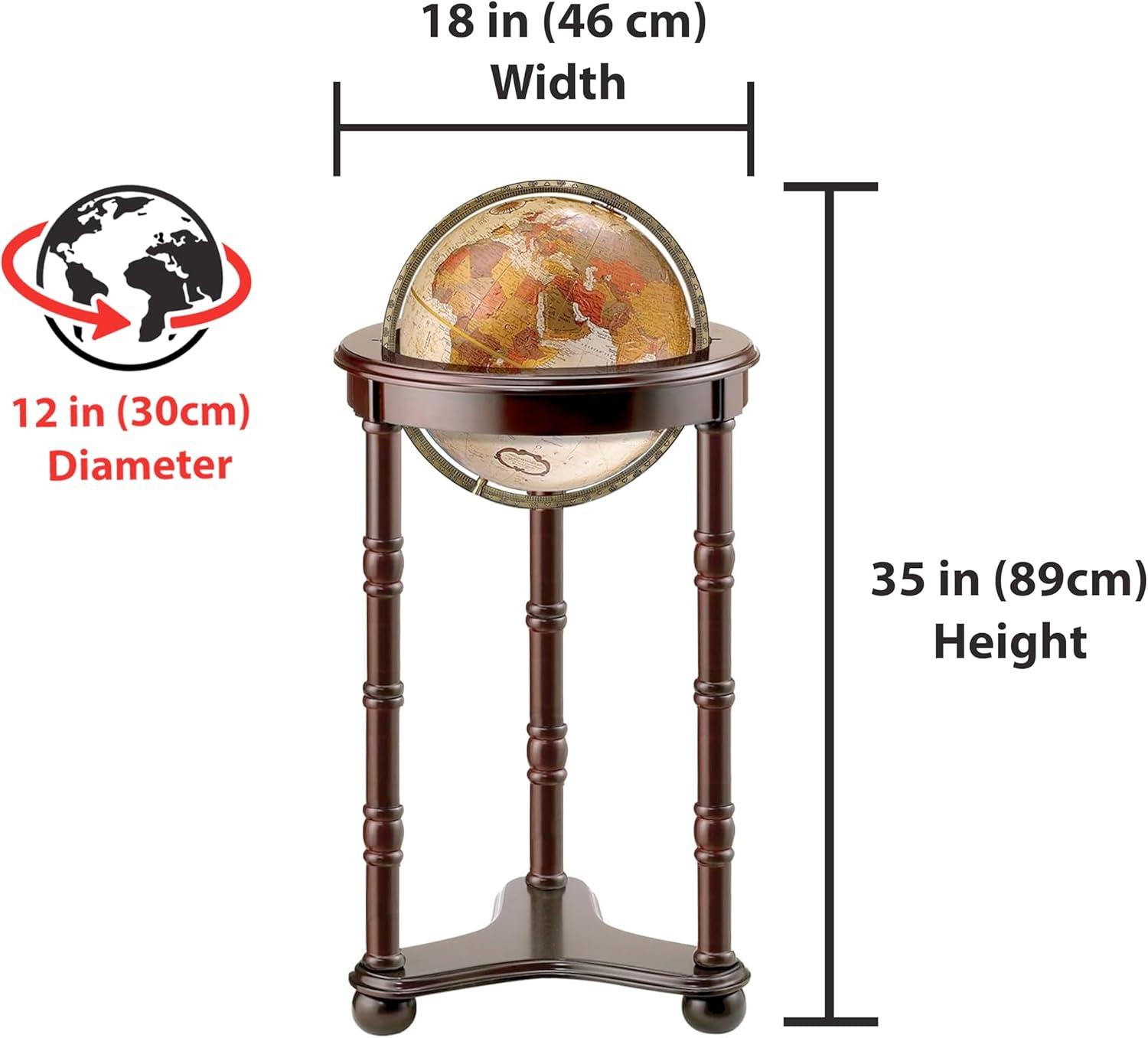 Lancaster 12" Bronze Metallic Globe with Dark Cherry Wood Stand