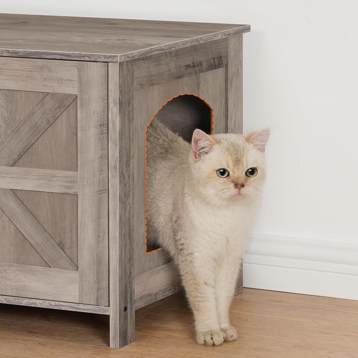 Cat Litter Box Fence For 2 Cats, Hidden Litter Box Furniture
