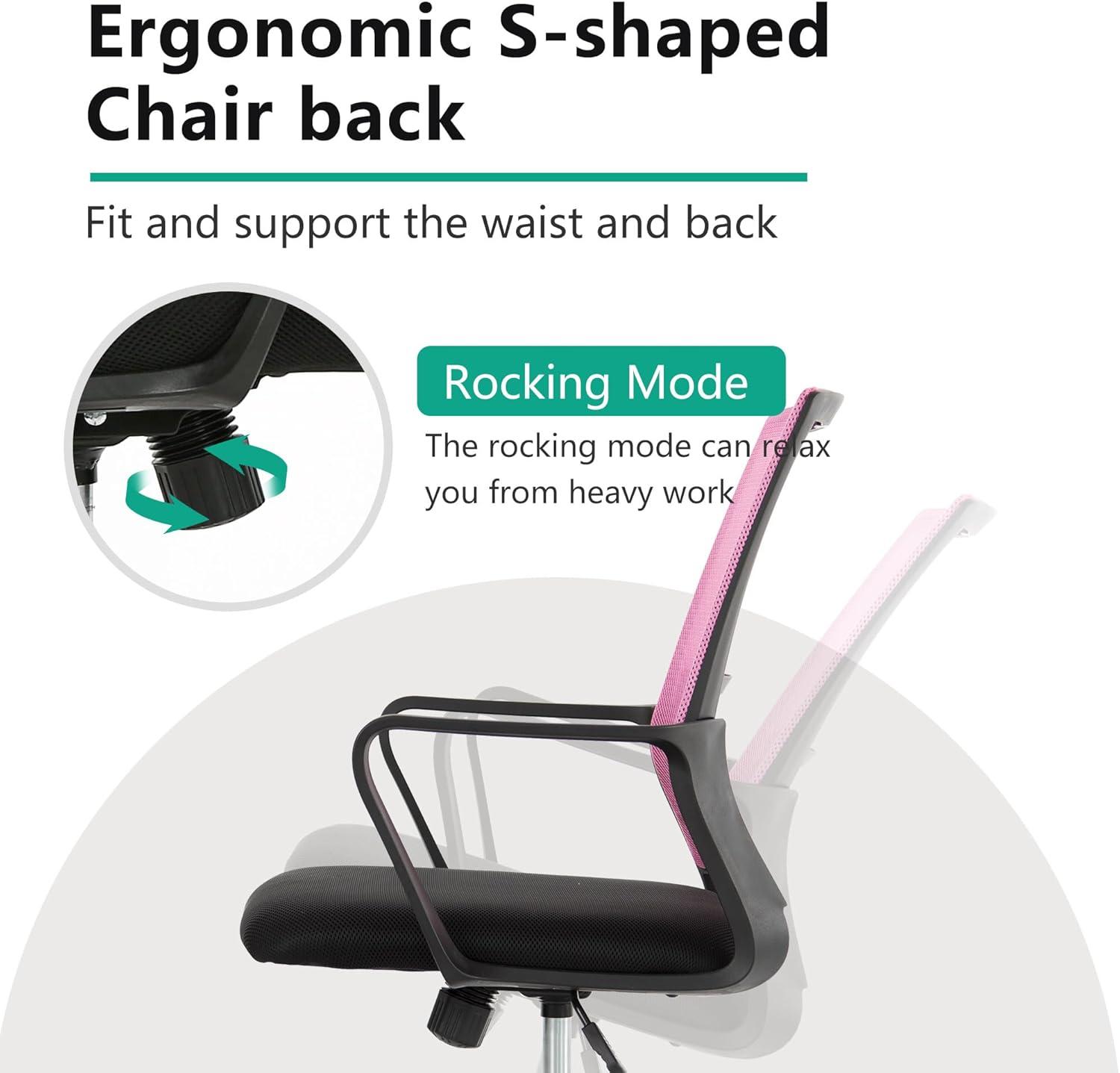 PayLessHere Gaming Chair Ergonomic Computer Chair Office Chair Video Game Chairs with Lumbar Support Desk Chair Armrest Mid Black Cushion Swivel Rolling Chair with Wheels for Home Office (Pink)