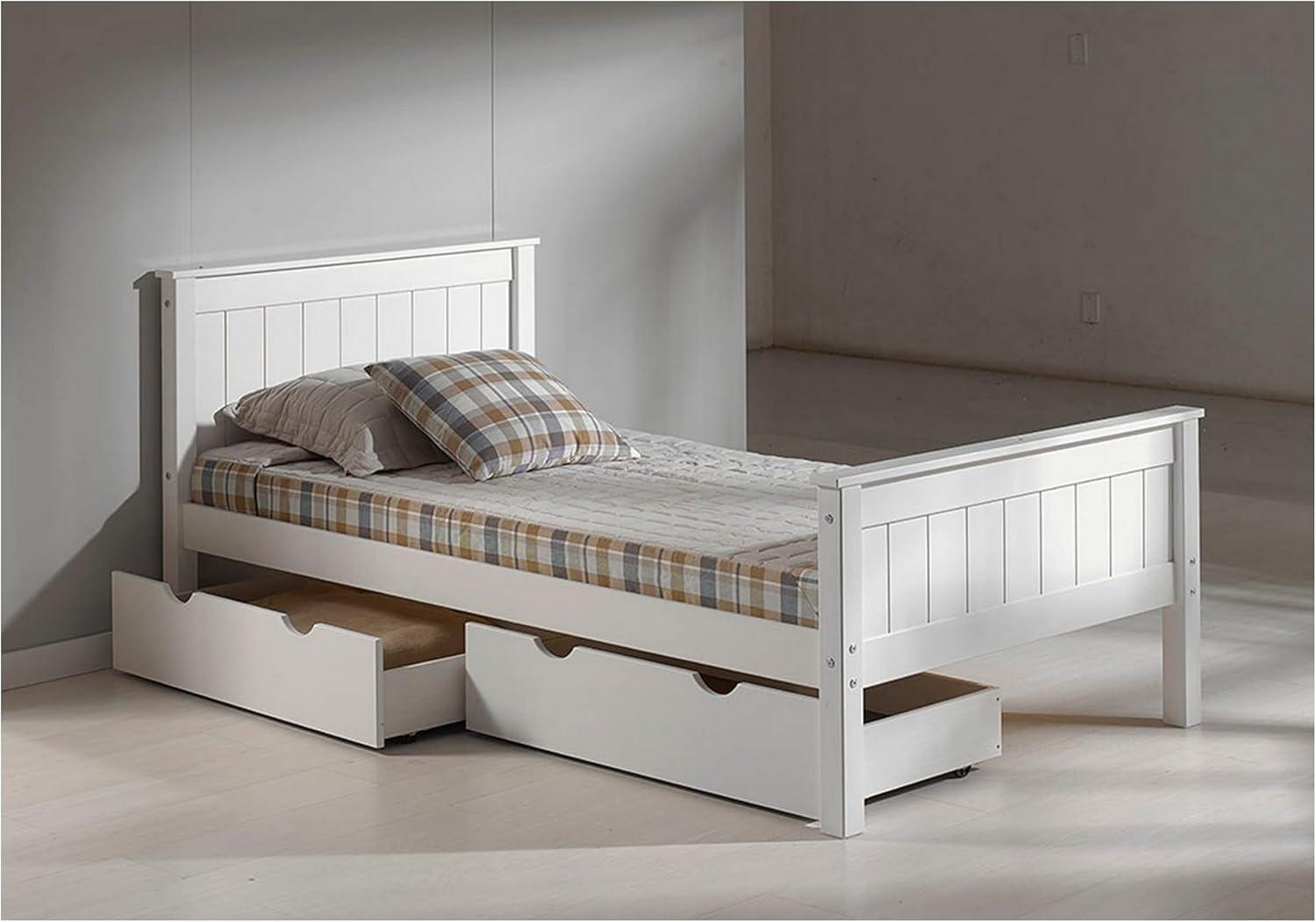 Alaterre Harmony Twin Bed with Storage Drawers, White