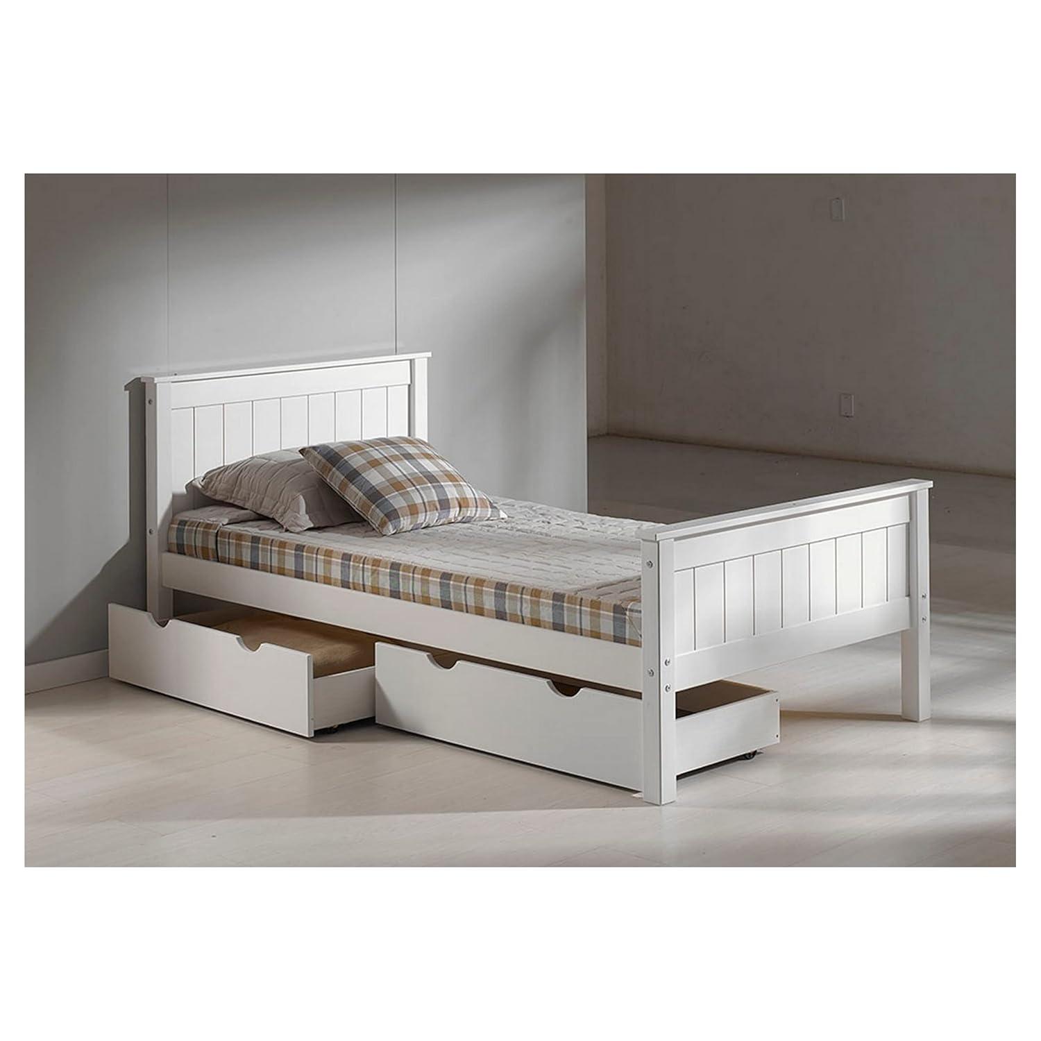 Alaterre Harmony Twin Bed with Storage Drawers, White
