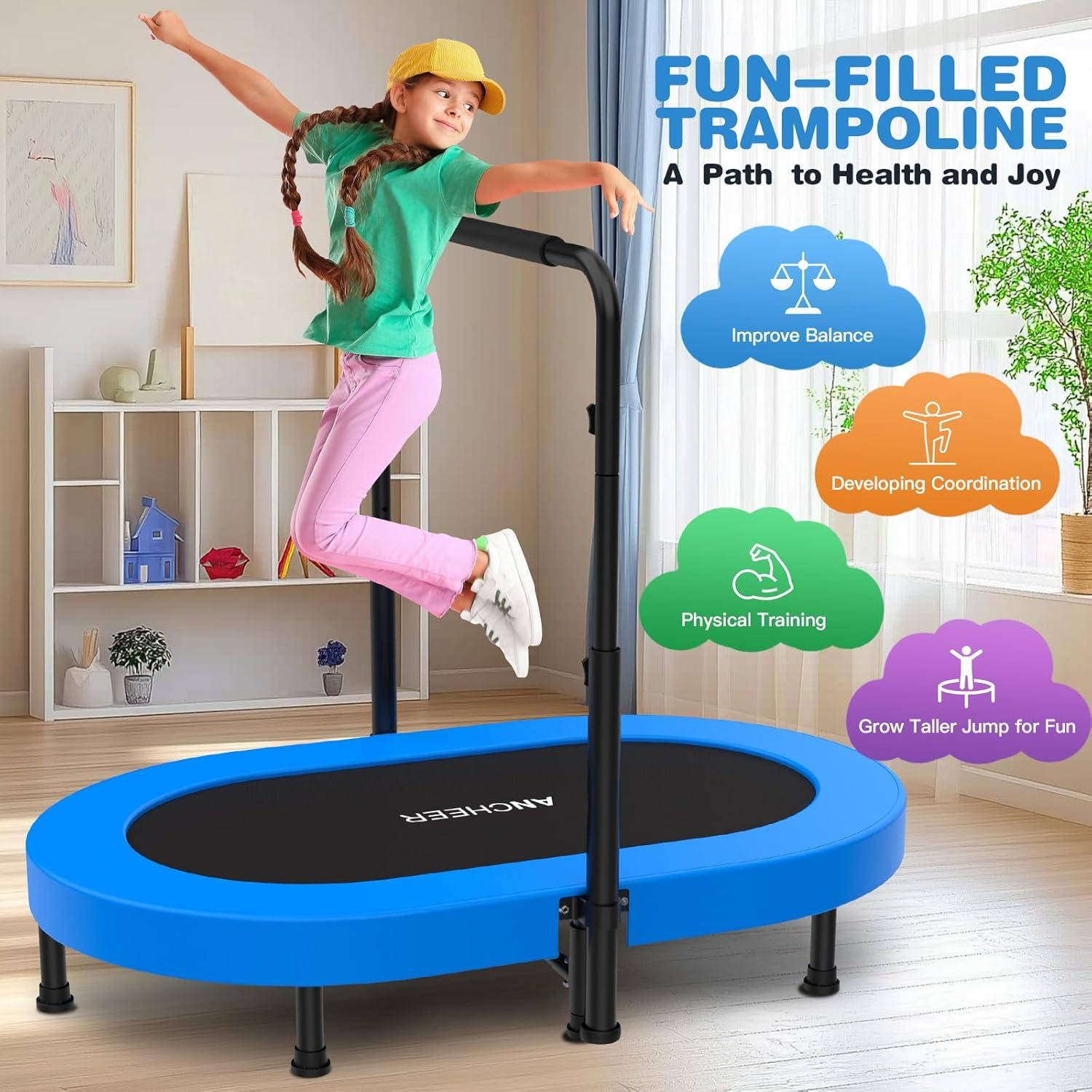 ANCHEER Trampoline for Kids, Toddler Trampoline with Handle, Child Small Rebounder for Indoor and Outdoor Use, 220 lbs Weight Capacity